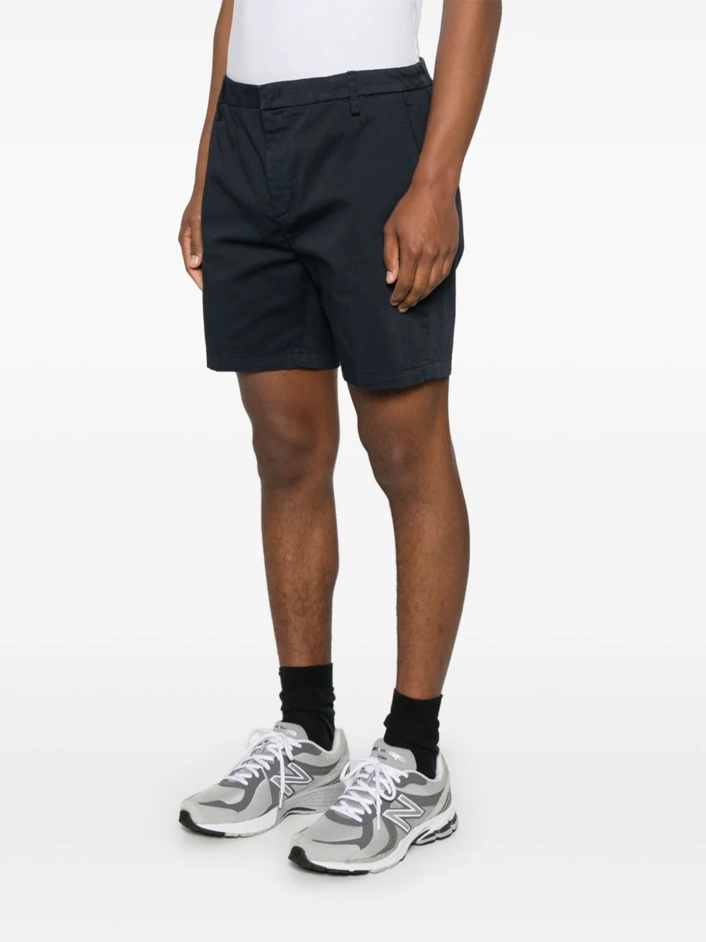 Dondup Classic Oxford Shorts with Button Fastening - Image 4