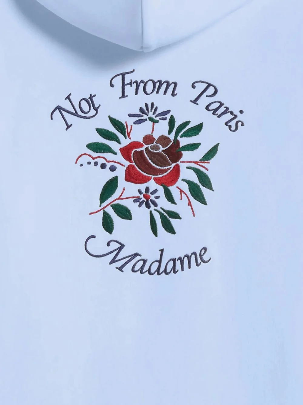 Drole De Monsieur Light Floral Embroidered Drawstring Hoodie with Ribbed Hem and Cuffs - Image 3