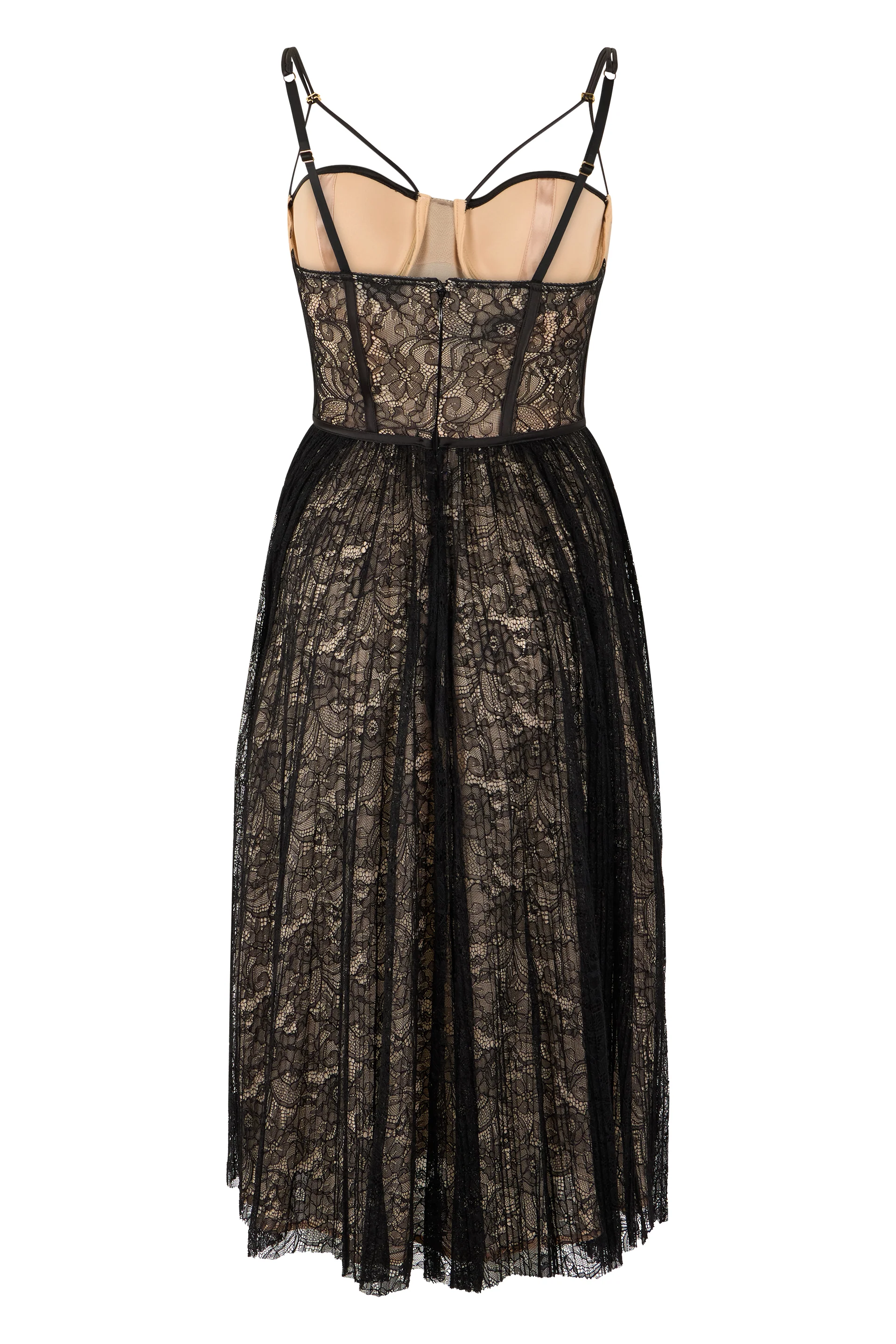 Elisabetta Franchi Lace Long Dress with Molded Cups and Flowy Skirt - Image 2
