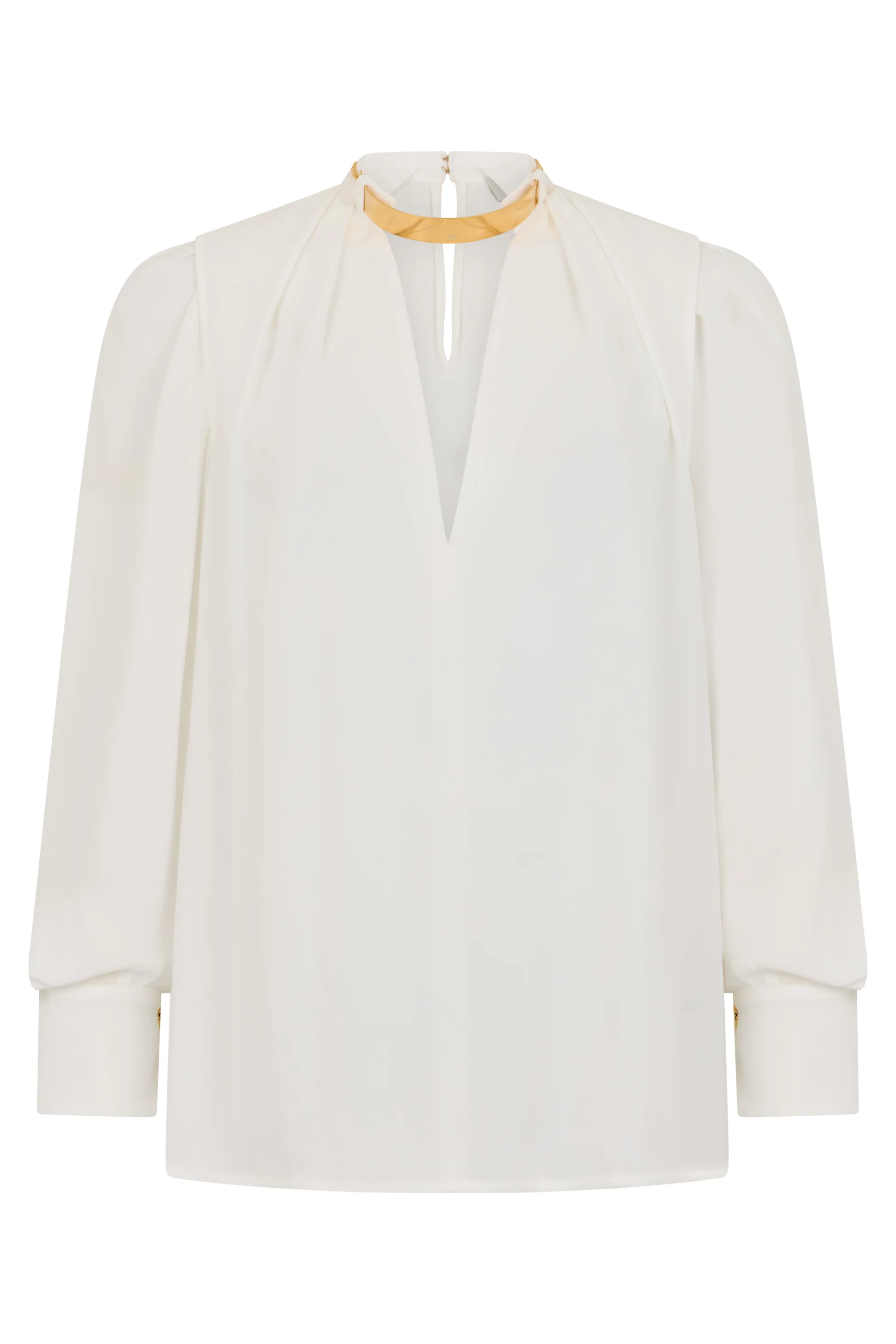 Elisabetta Franchi Minimalist Viscose Blouse with Jewel Collar