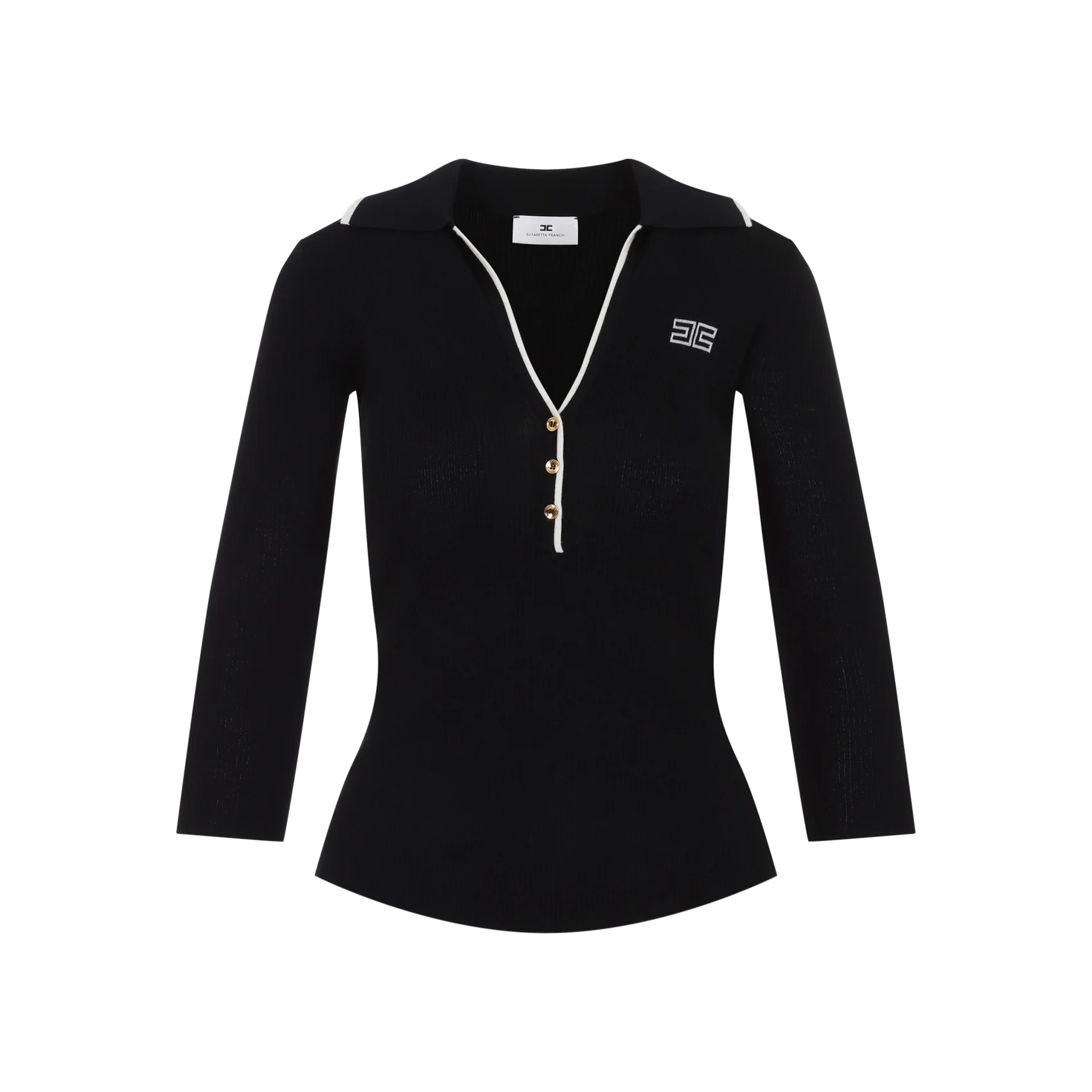 Elisabetta Franchi Wool Polo Neck Knit Sweater - Image 2