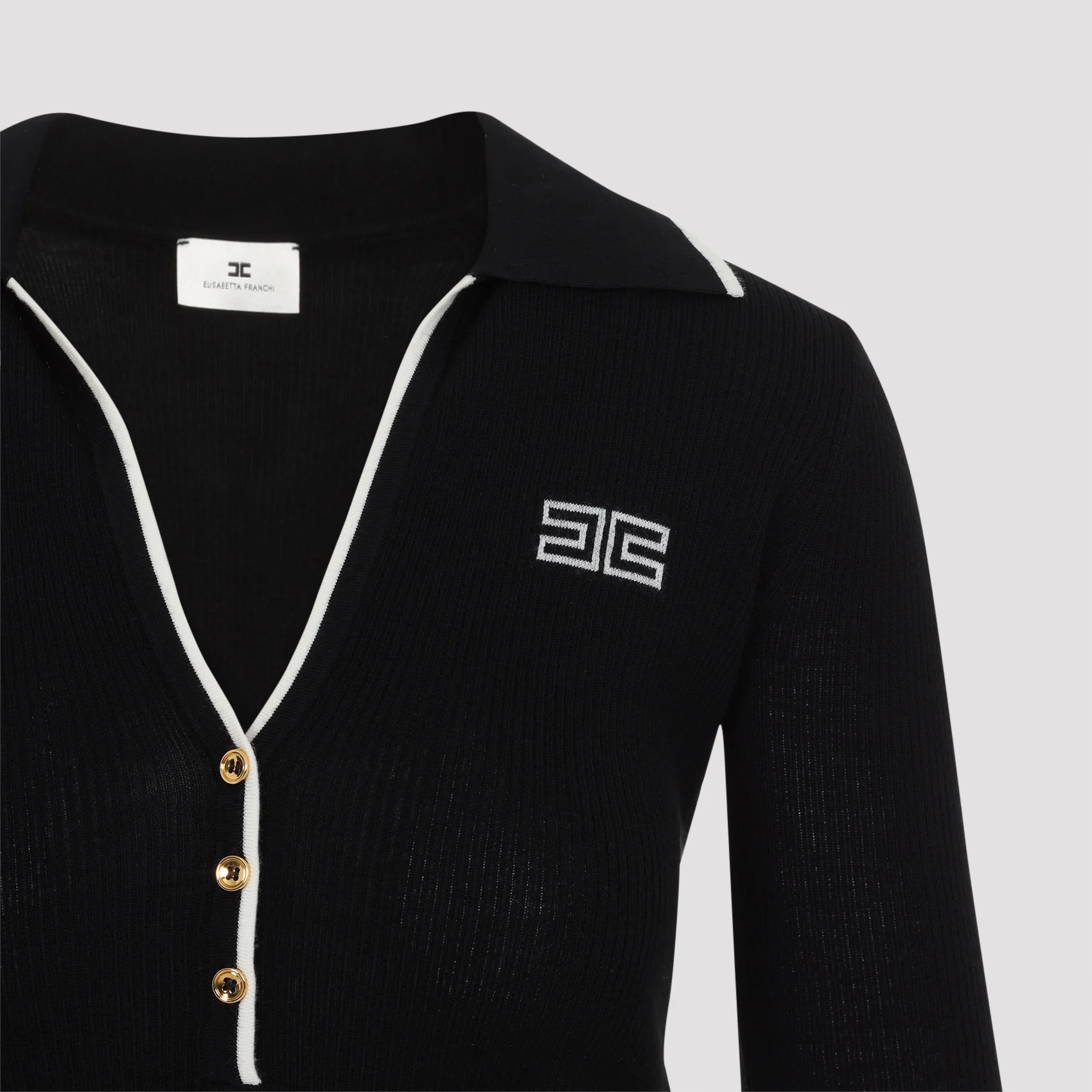 Elisabetta Franchi Wool Polo Neck Knit Sweater - Image 5