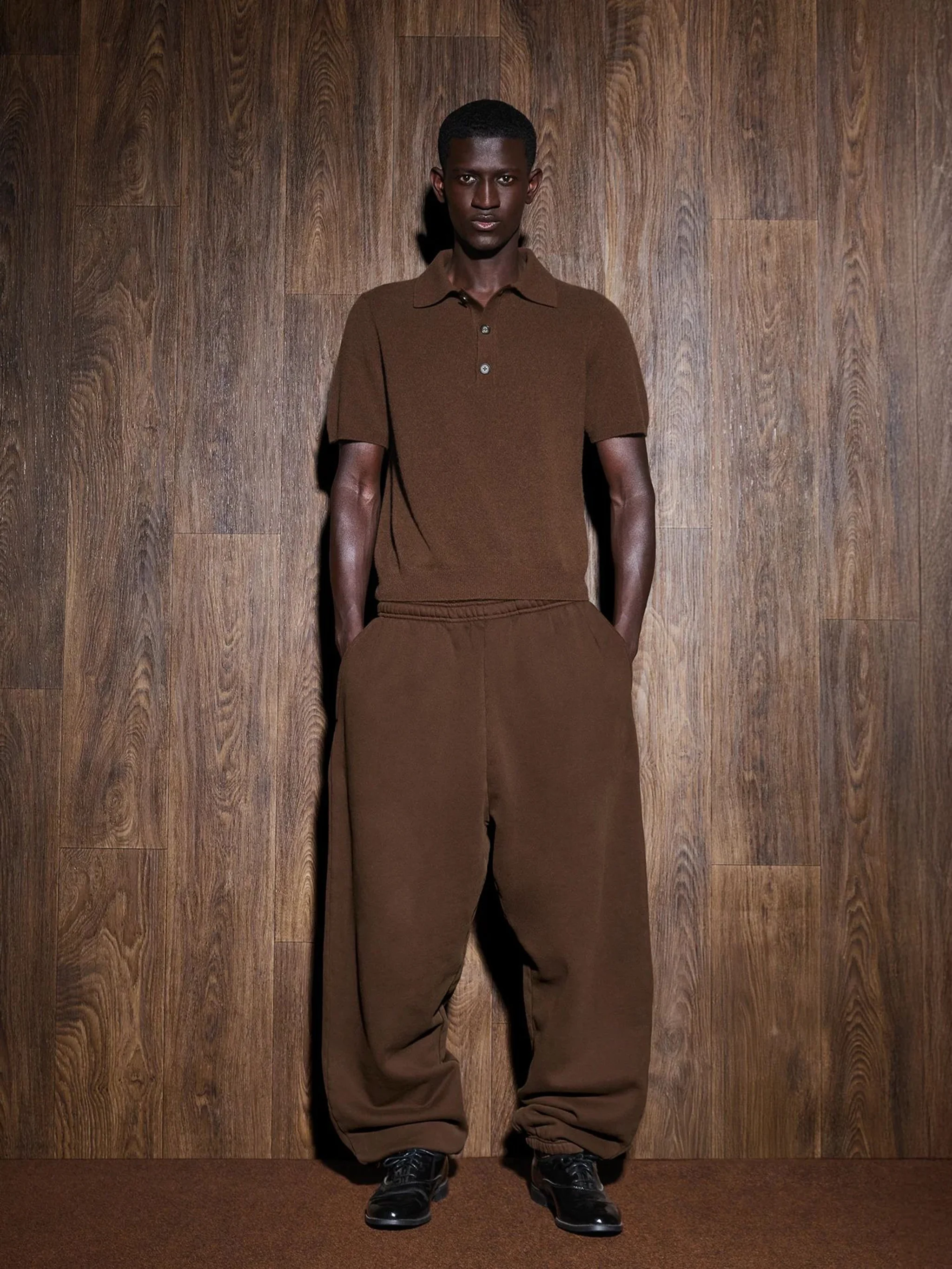 Entire Studios Front Half Button Placket Sweater Polo with Ribbed Cuffs and Hem - Image 3