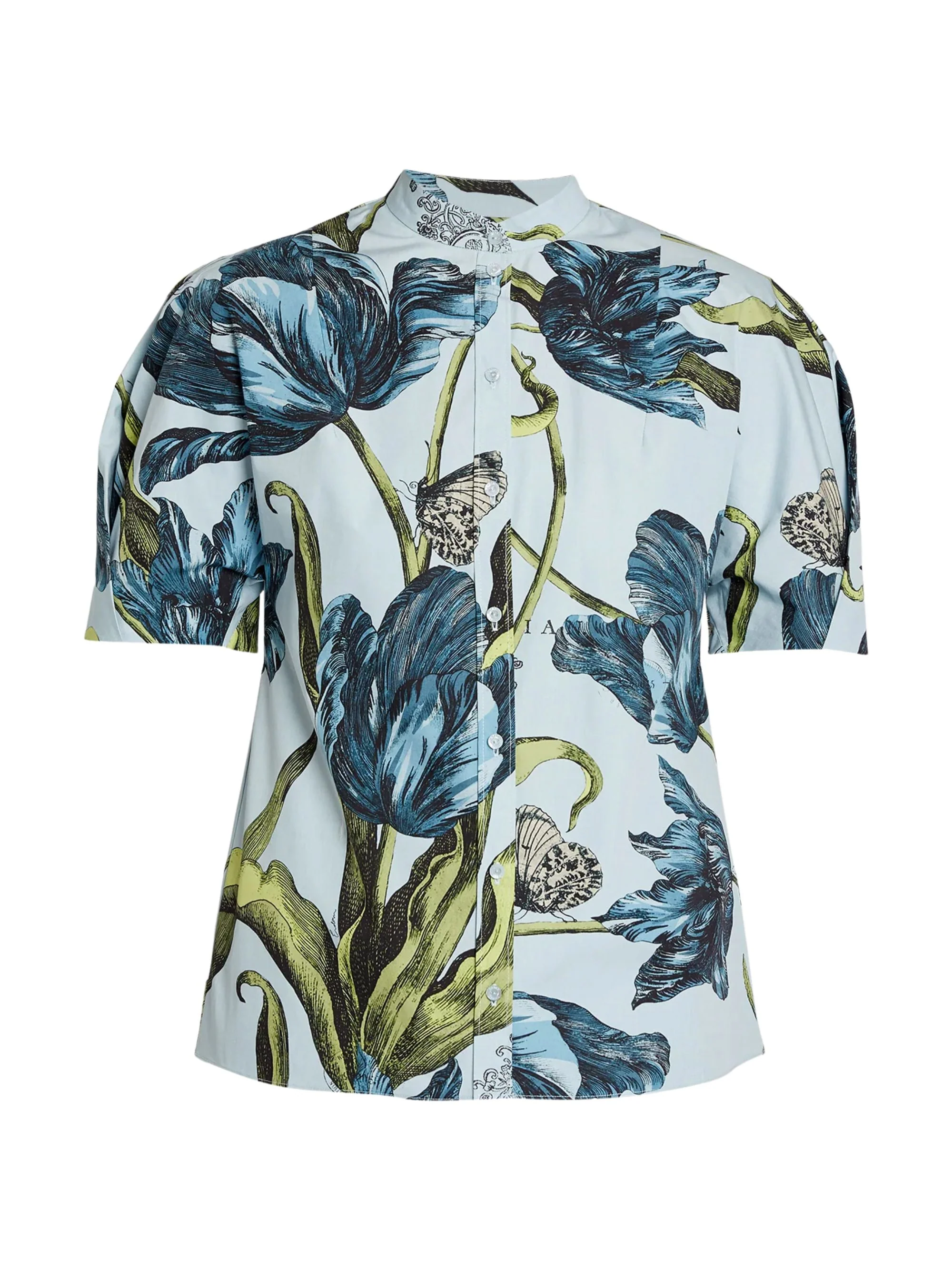 Erdem Button-Up Tulip Print Short Sleeve Shirt