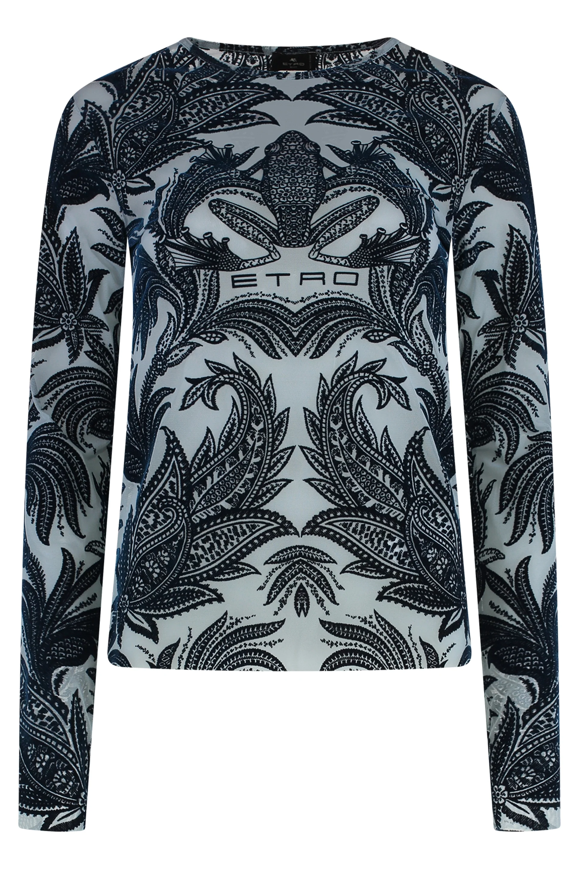 Etro Tulle Top with Velvet-Effect Print