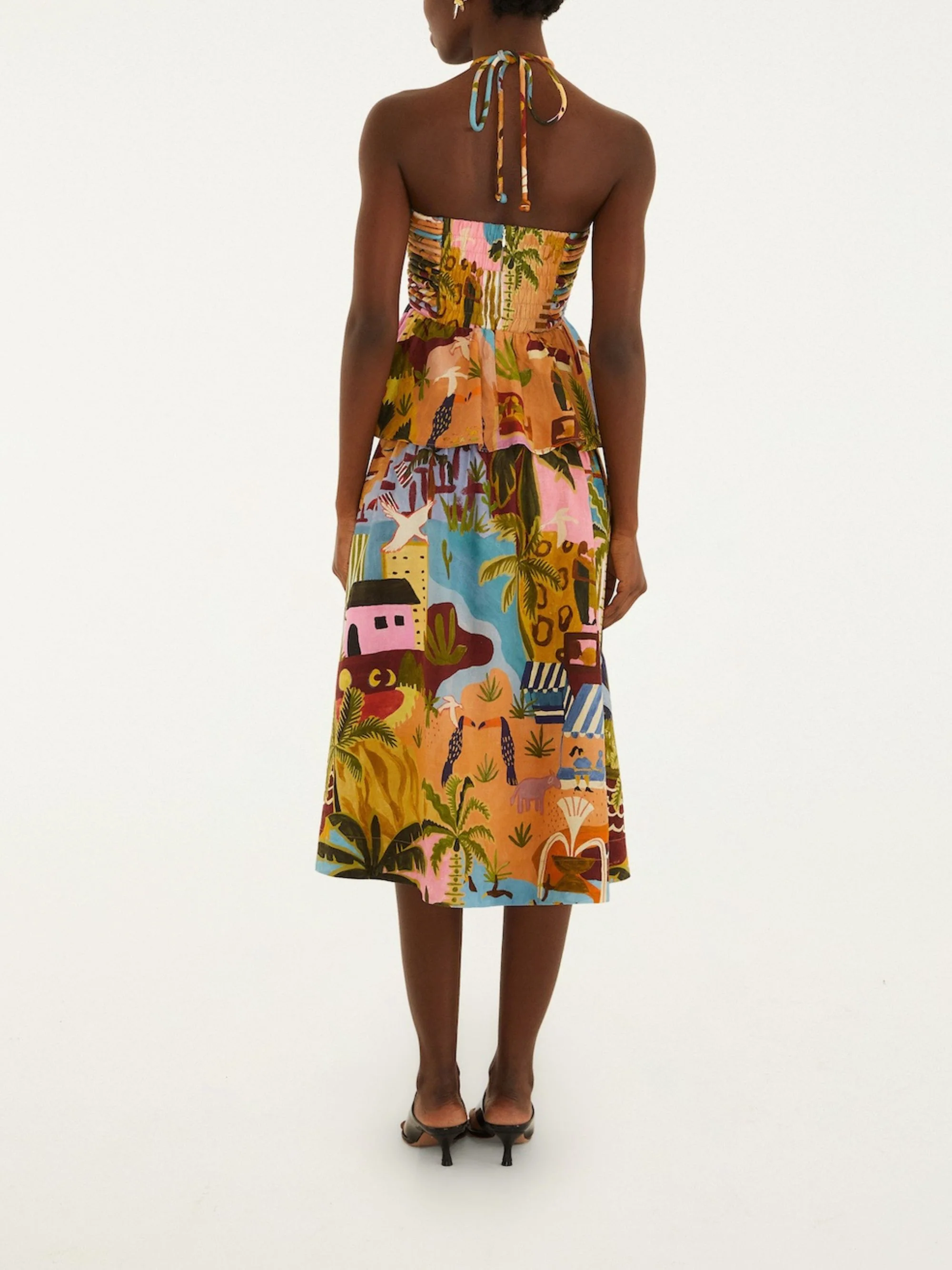Farm Rio Tropical Halterneck Dress with Ruffled Skirt - Image 5