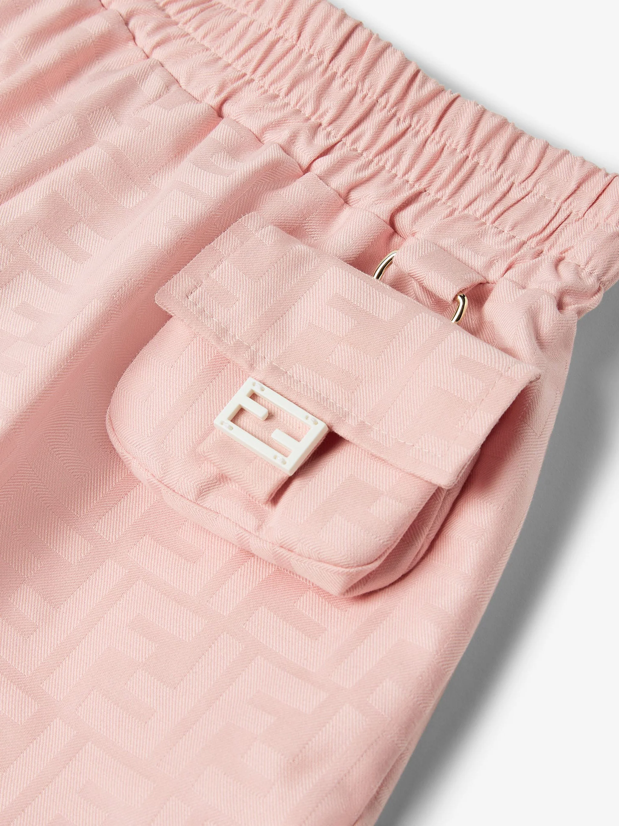 Fendi Kids Girls' Cotton Jacquard Mini Shorts with All-Over Logo and Appliqué - Image 3