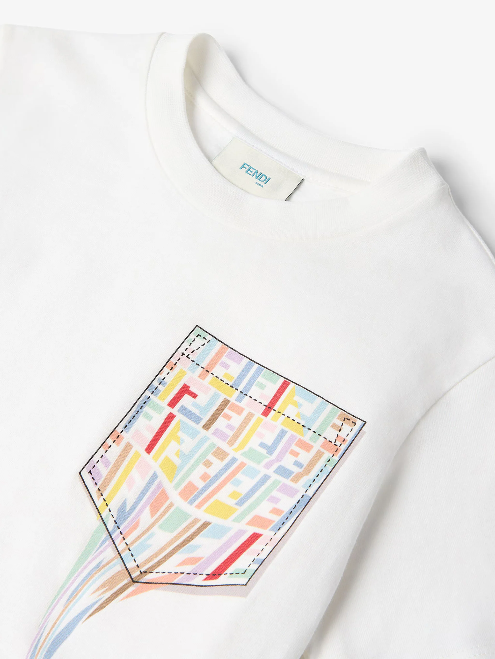 Fendi Kids Mini Graphic T-Shirt with Pocket Print - Image 3