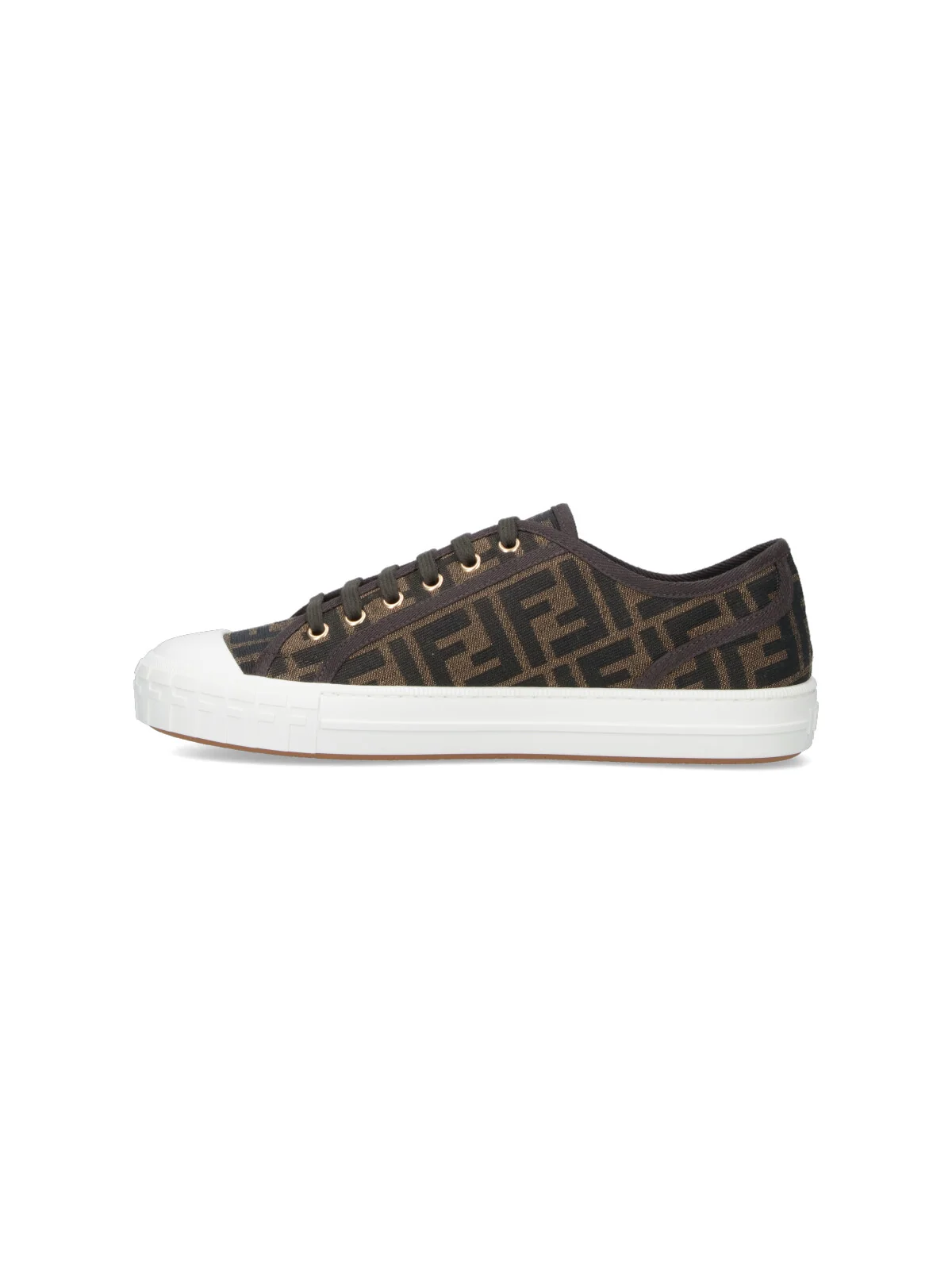 Fendi Men’s Brown-Trim Sneakers in Polyamide & Cotton Blend - Image 3