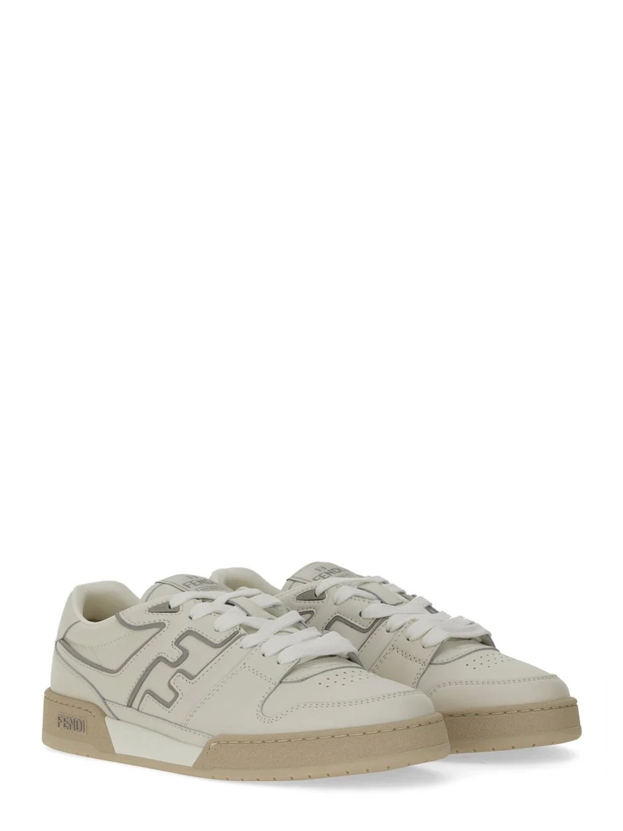 Fendi Men's MATCH Leather Sneaker with 3 cm Rubber Sole - Image 4