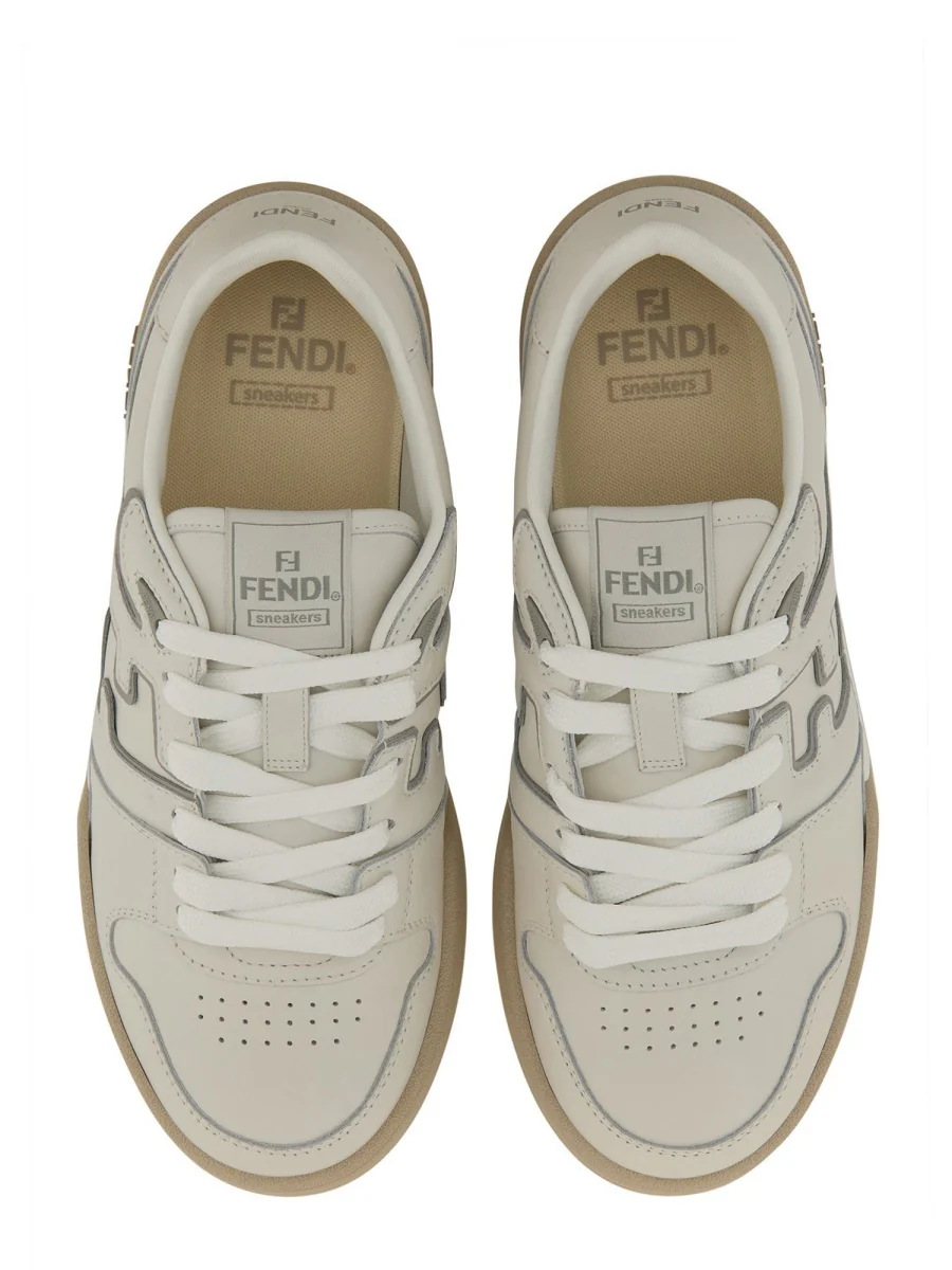 Fendi Men's MATCH Leather Sneaker with 3 cm Rubber Sole - Image 5