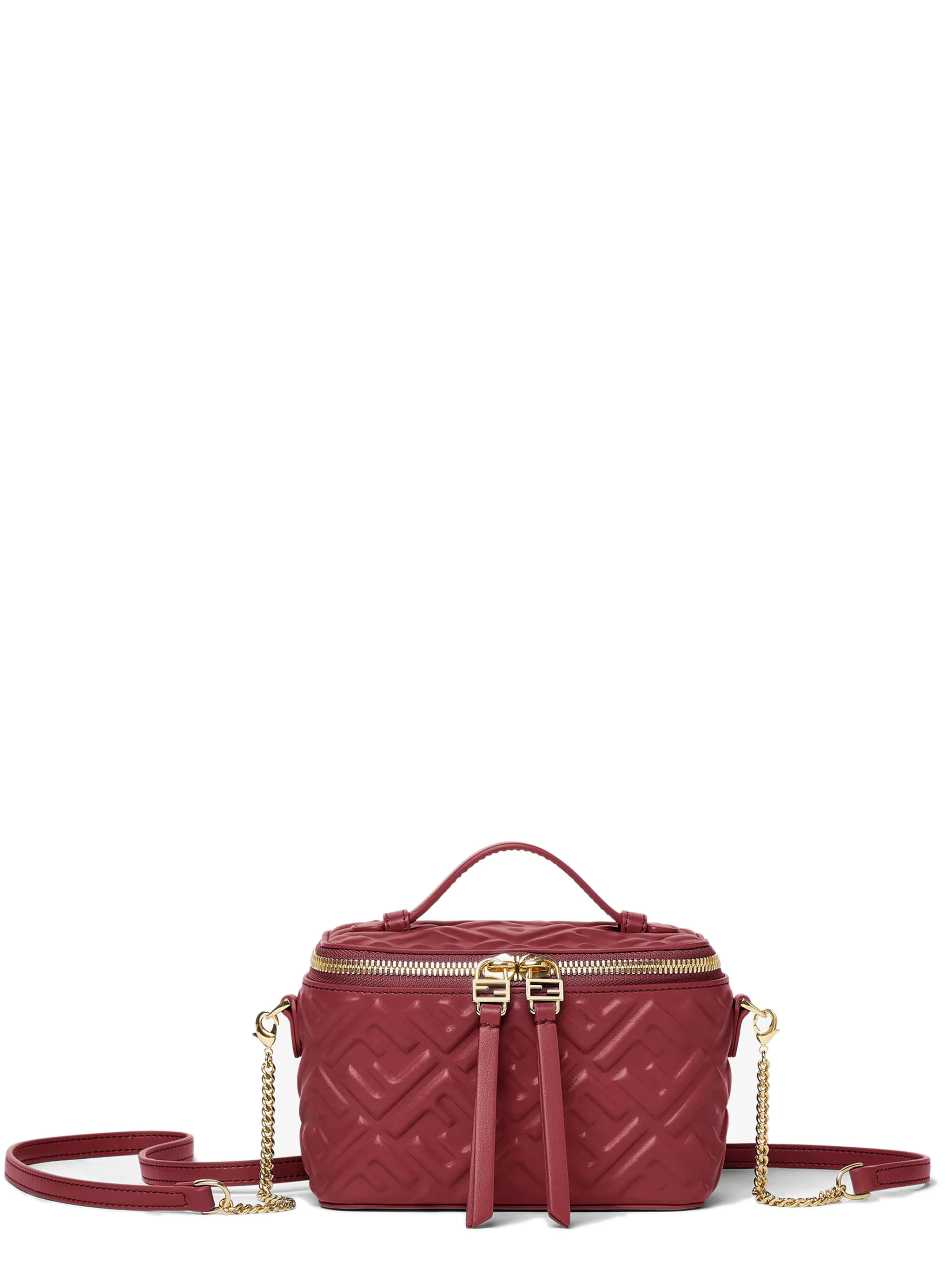 Fendi Mini Double-Zip Embellished Bag with Leather Pull - Image 2