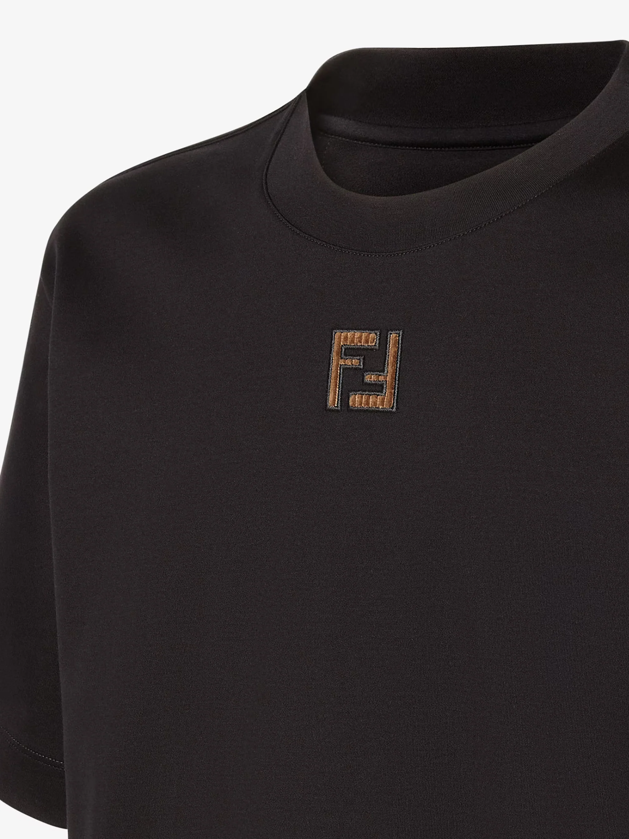 Fendi Regular-Fit Short-Sleeve Crew-Neck Cotton T-Shirt with Front Mini-Scale FF Motif in Corduroy - Image 3