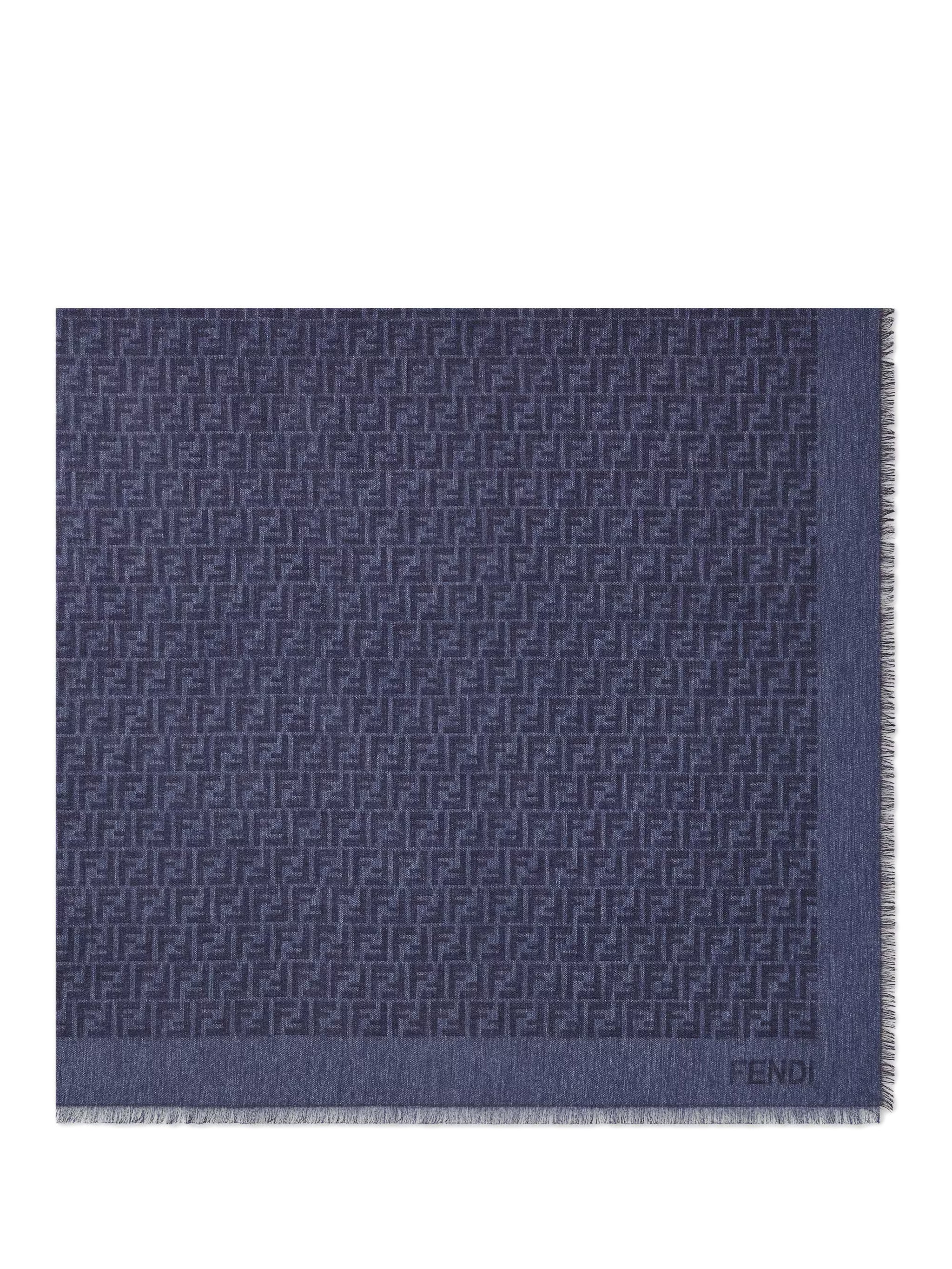 Fendi-Style Jacquard FF Motif Cotton-Wool Scarf 140 x 140 cm - Image 2