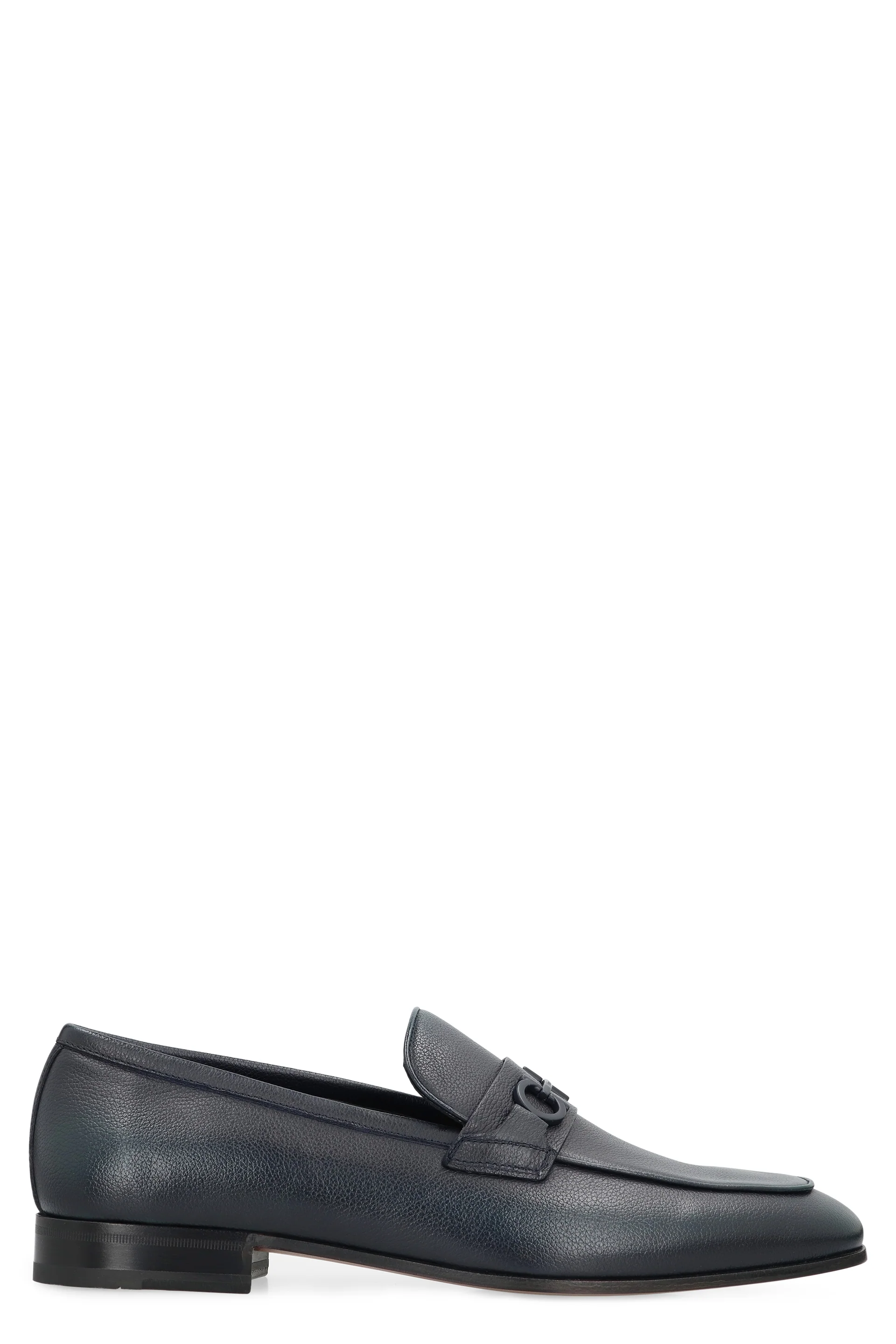 Ferragamo Gancini Calf Leather Moccasins with Hammered Detail