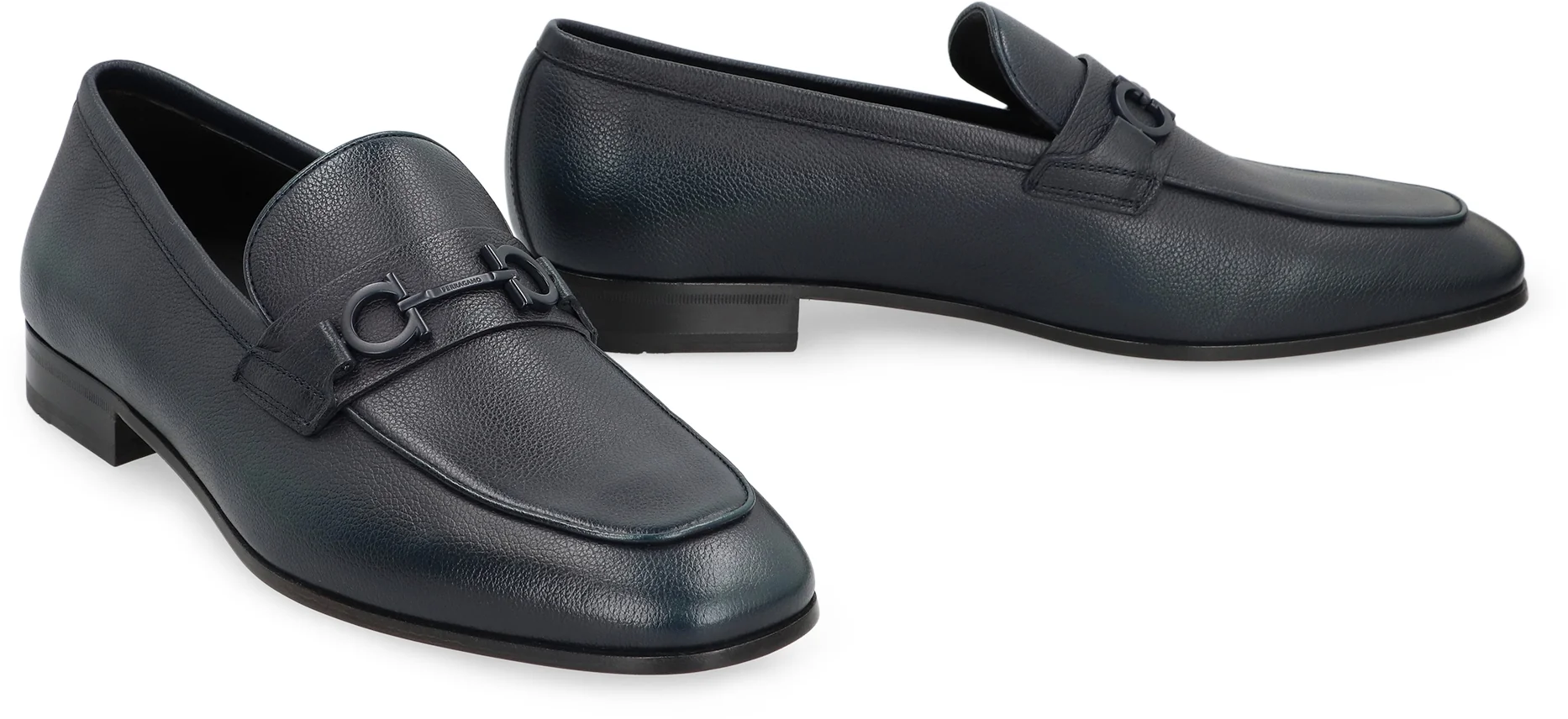 Ferragamo Gancini Calf Leather Moccasins with Hammered Detail - Image 3
