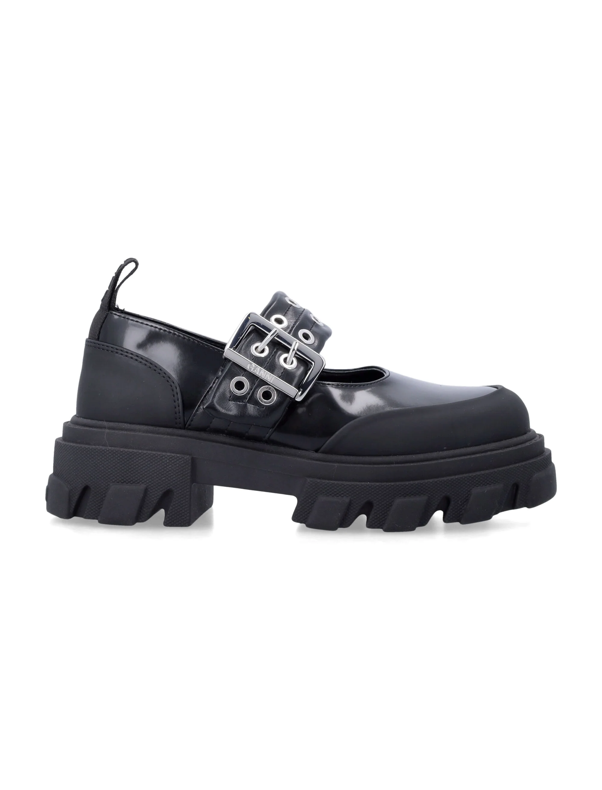 GANNI Cleated Ballerina Box Oleatex Mary Janes