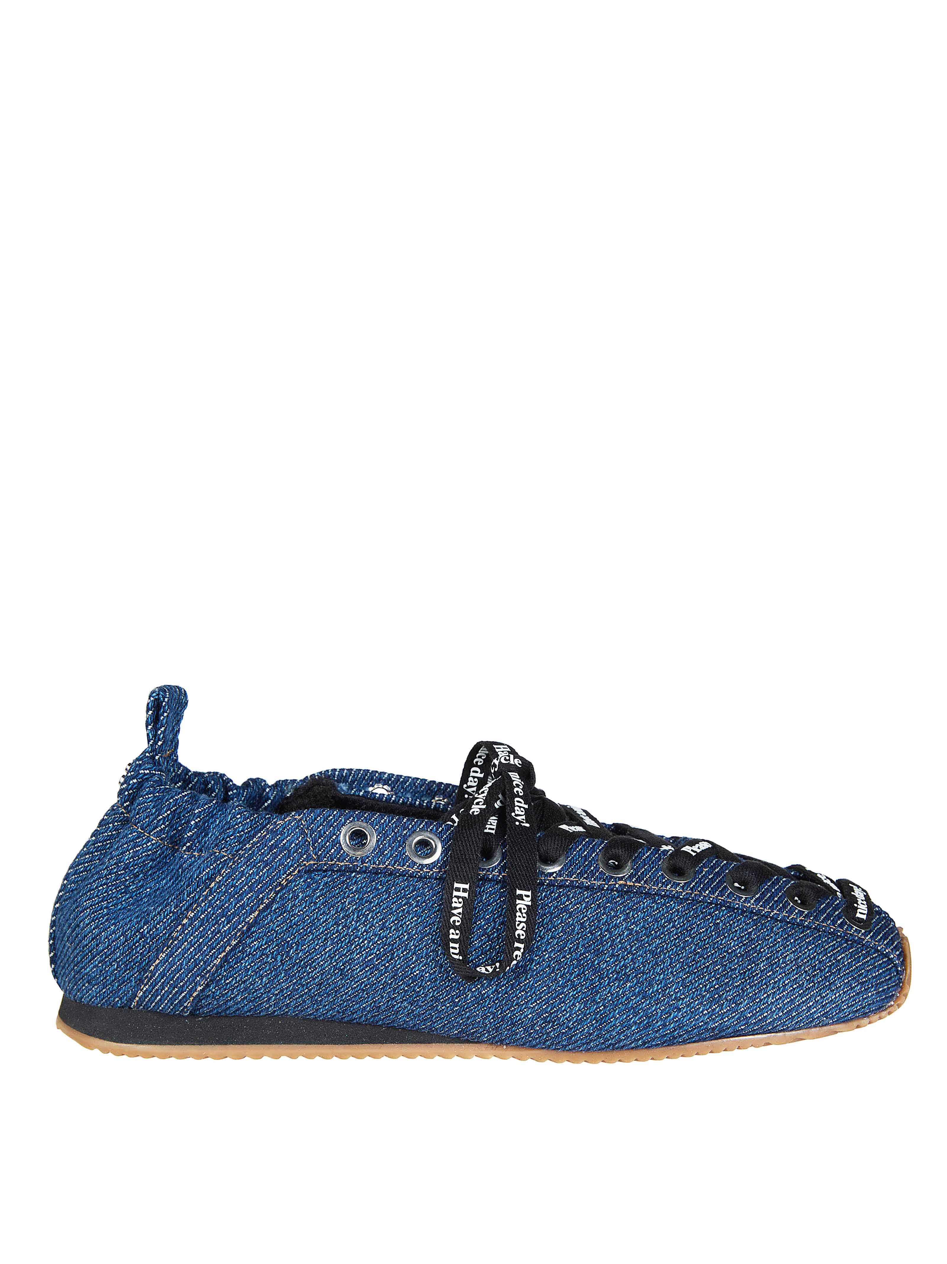 Ganni Women’s Lace-Up Denim Ballerina Flats