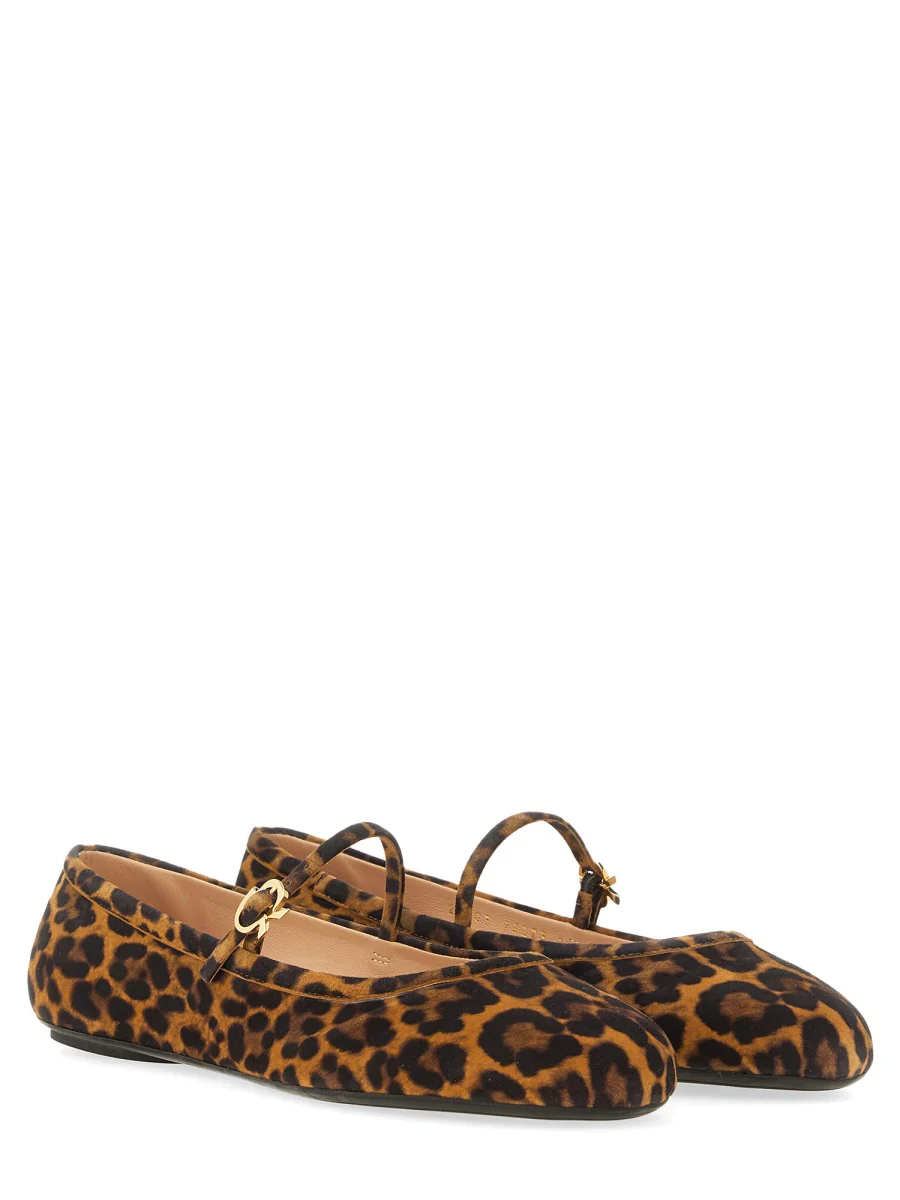 GIANVITO ROSSI Carla Leopard-print Suede Mary Jane Ballet Flats - Image 6