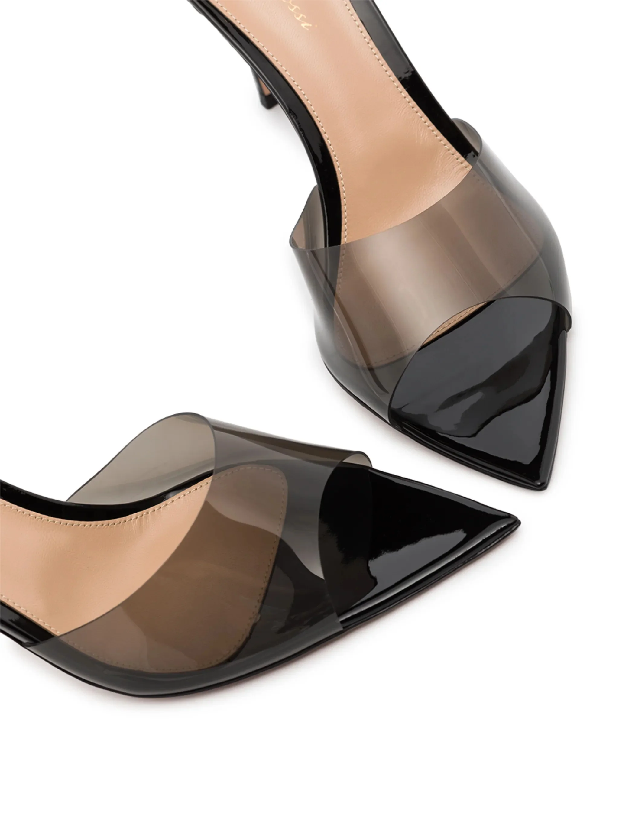 Gianvito Rossi Pointed Mini Sandals with Soft Plexi Front Band - Image 2