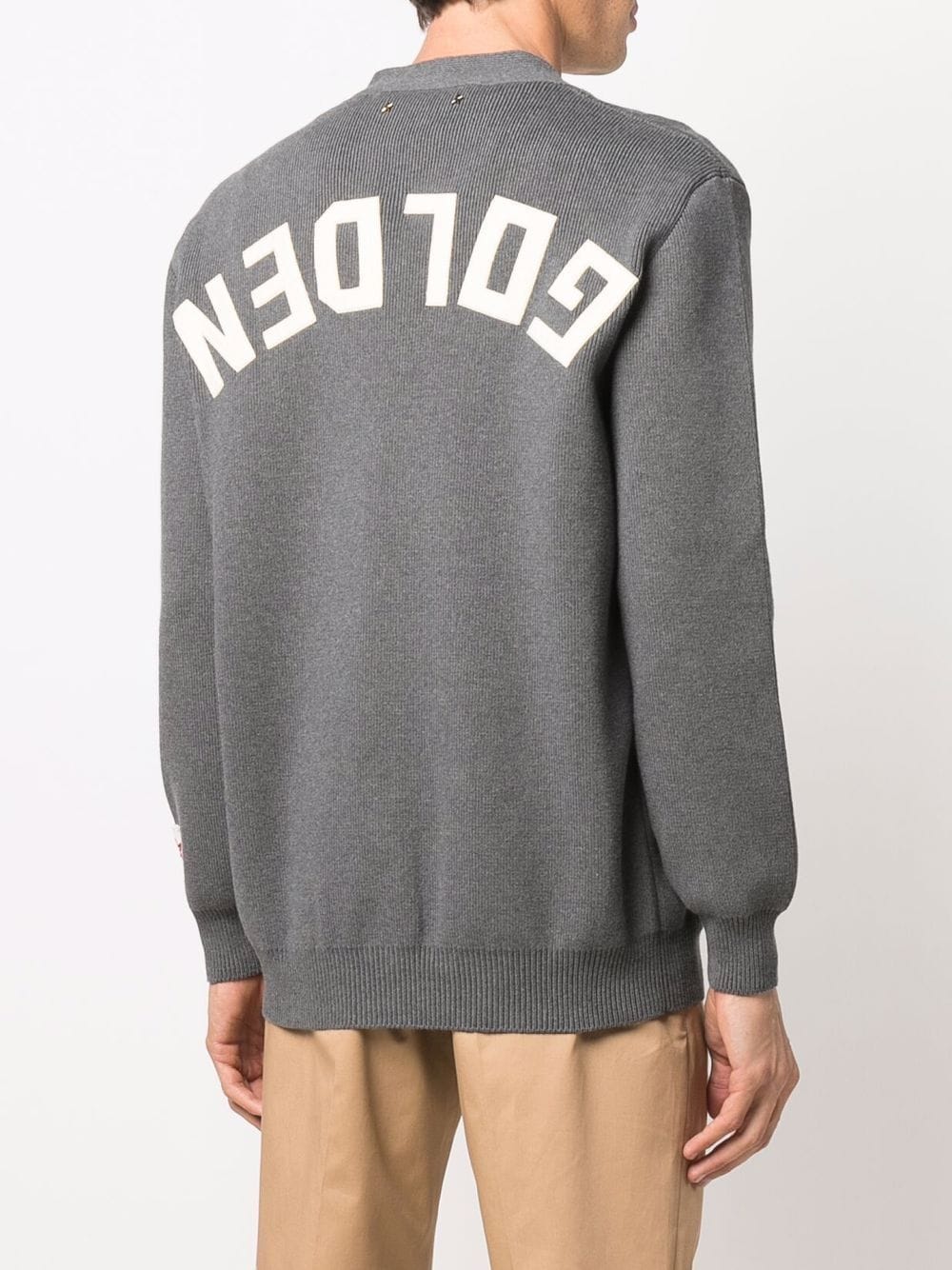 GOLDEN GOOSE Men's Cardigan in Cotton with Logo on the Back - Image 5