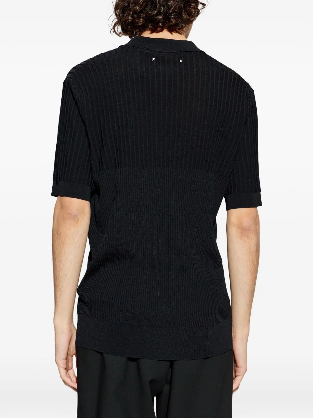 Golden Goose Ribbed Polo Shirt with Short Sleeves and Three-Button Placket - Image 4
