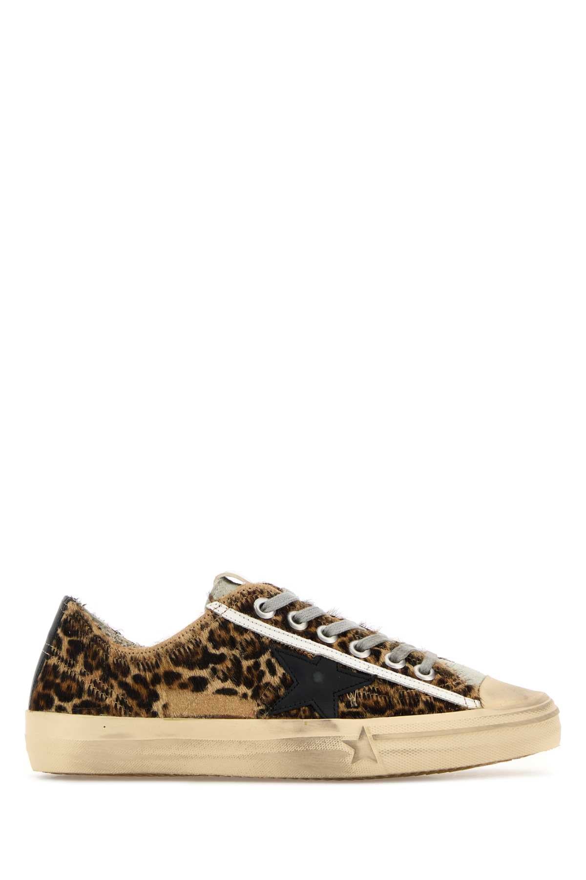 Golden Goose V-Star 2 Leopard Pony Hair Sneakers for Women