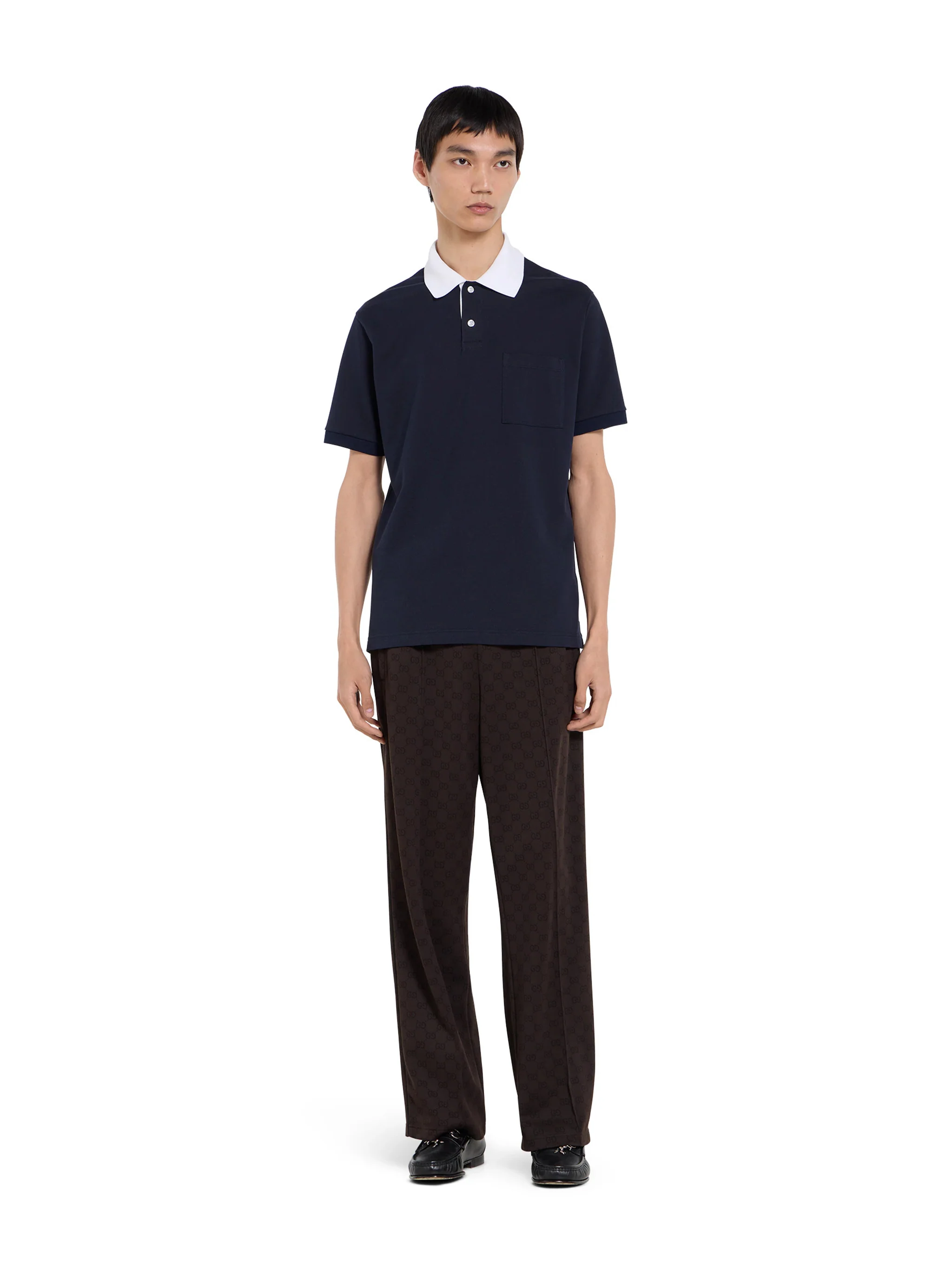 Gucci Cotton-Blend Polo Shirt with Web-Trim Placket and Chest Pocket - Image 2