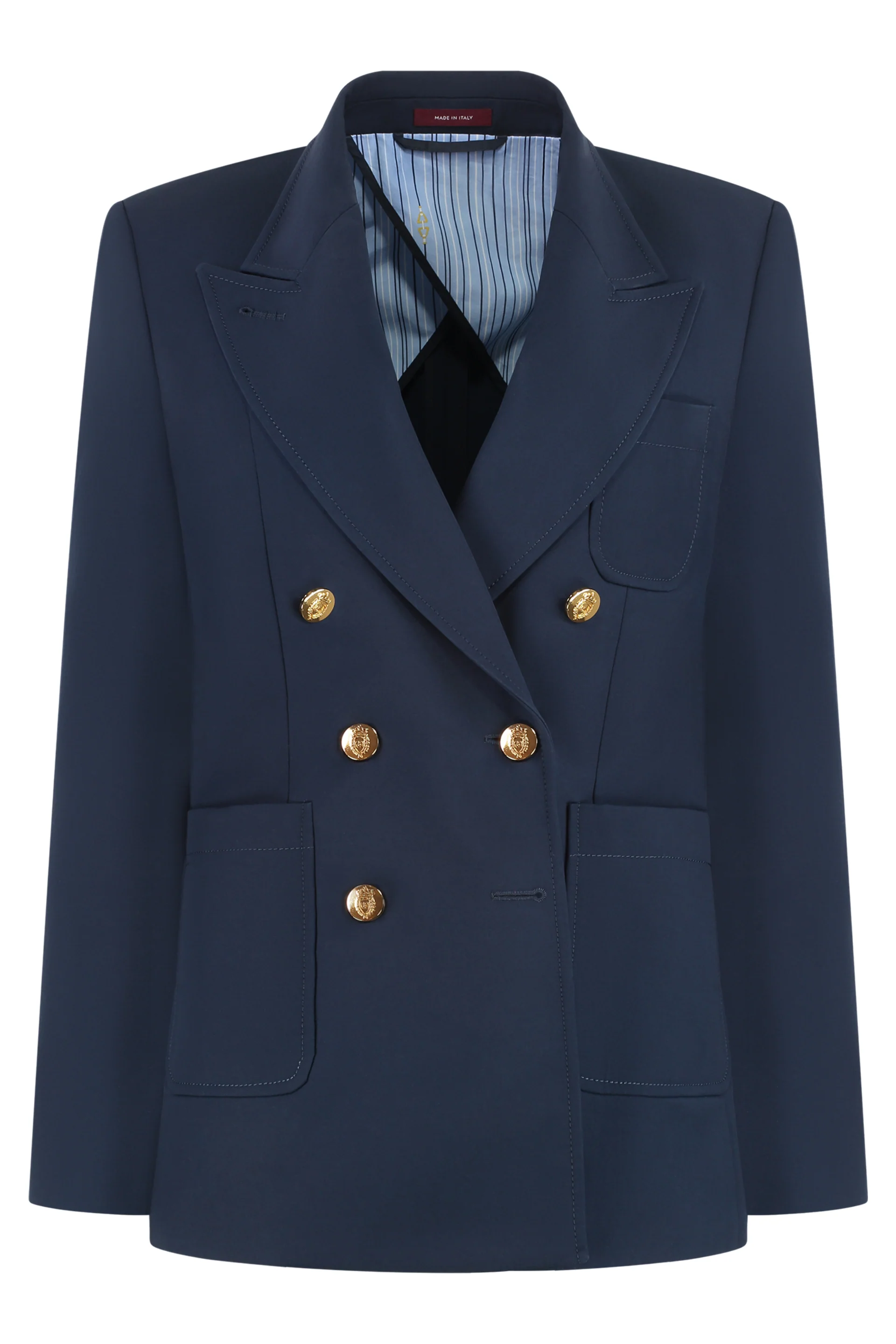 Gucci Cotton Double-Breasted Blazer with Lapel Collar and Back Slit