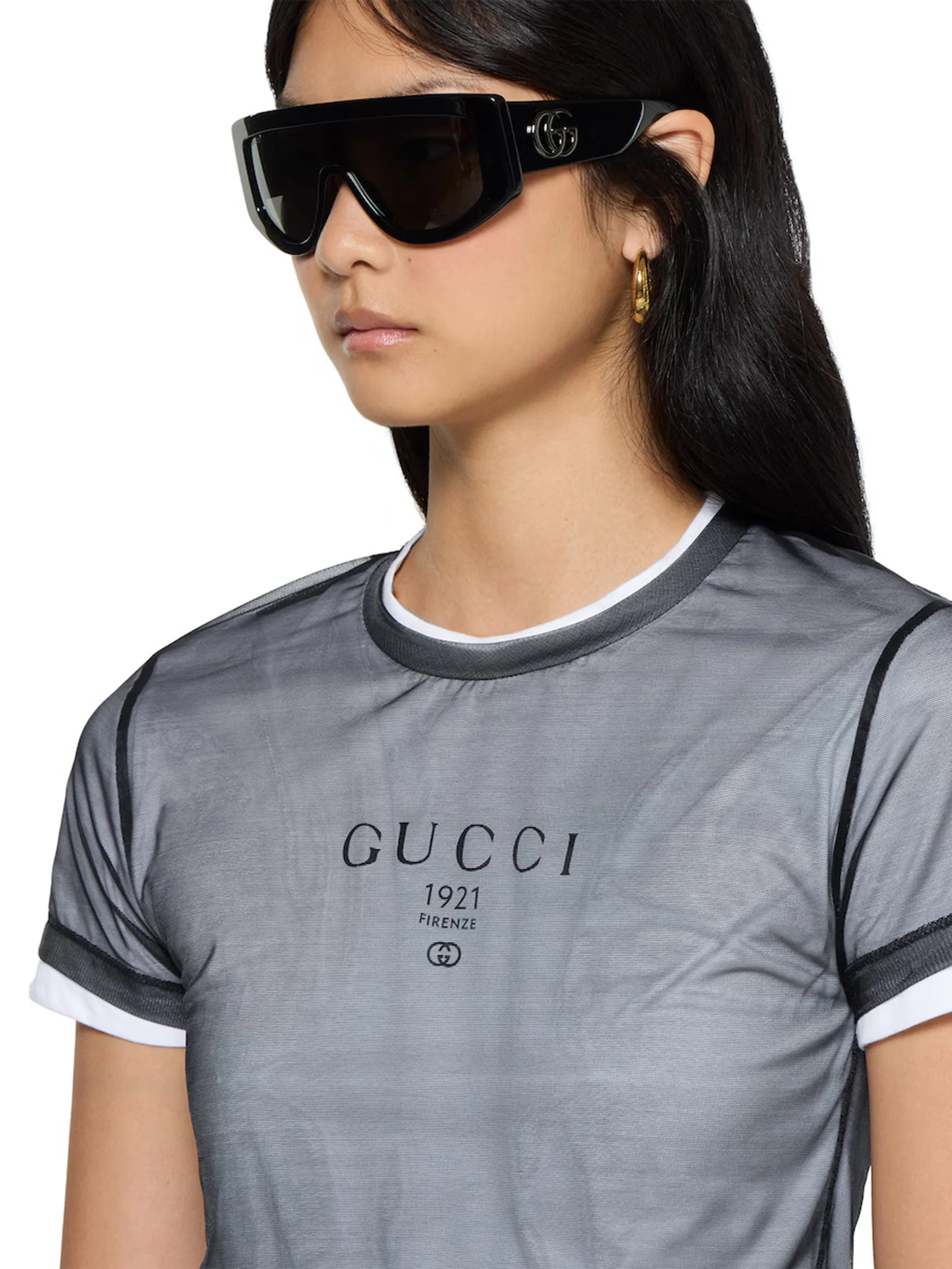 Gucci Double-Layer Soft T-Shirt with Interlocking G Graphic - Image 4