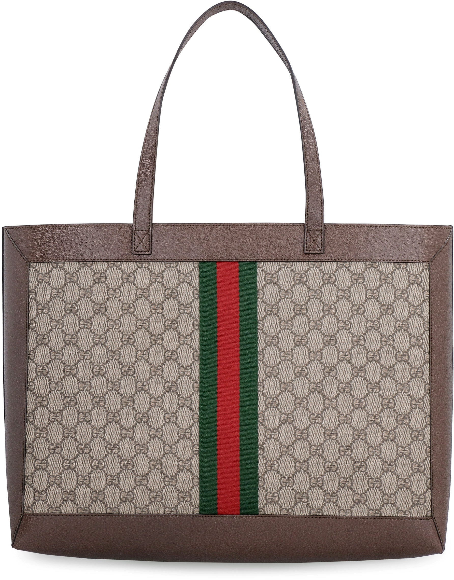Gucci GG Supreme Fabric Tote Handbag with Web Insert, Leather Handles, Zip Pouch, 44 x 33 x 15 cm - Image 4