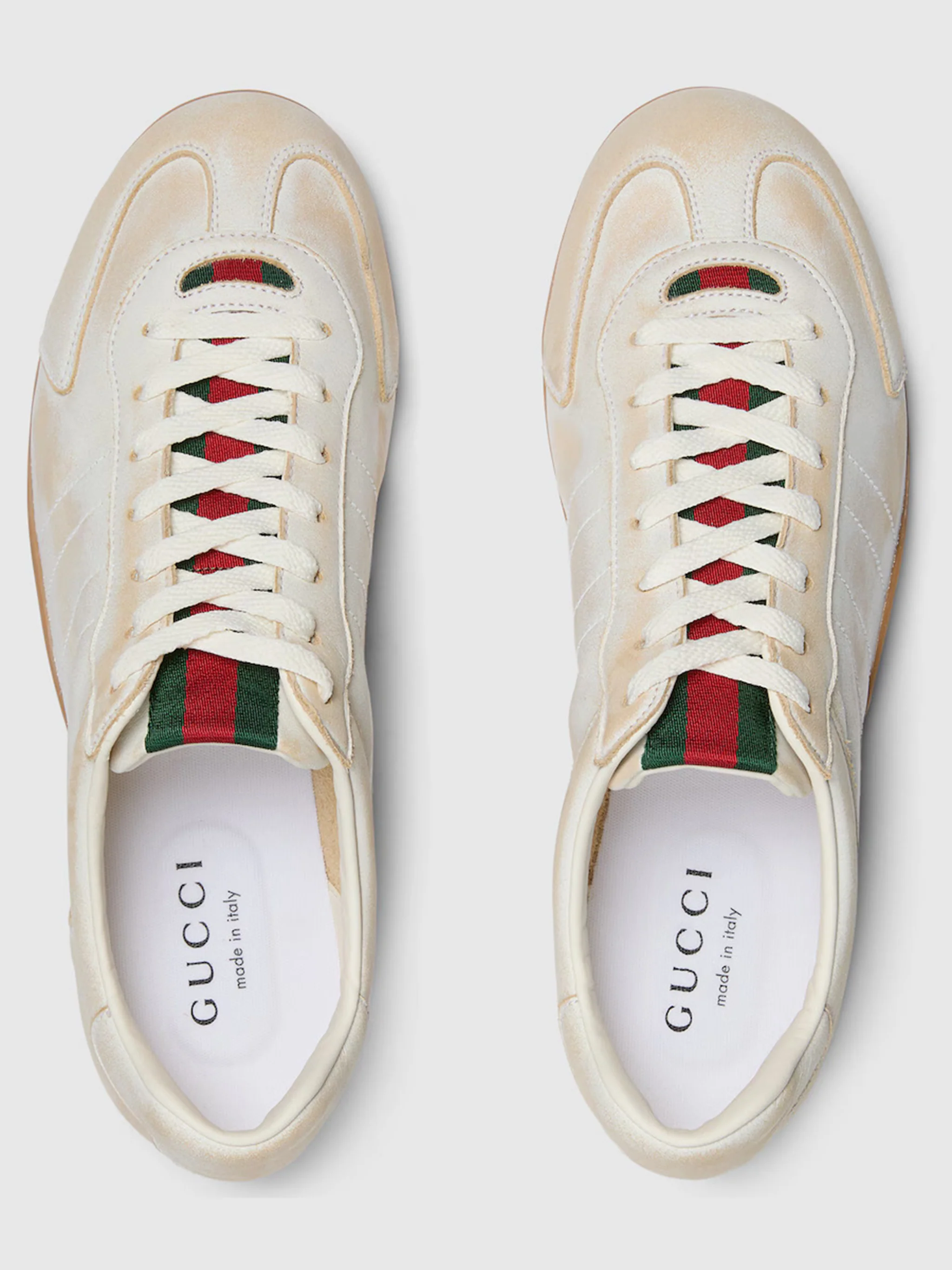 Gucci-inspired Low-Cut Leather Sneaker with Web Detail, Lace-Up, 10 mm - Image 6