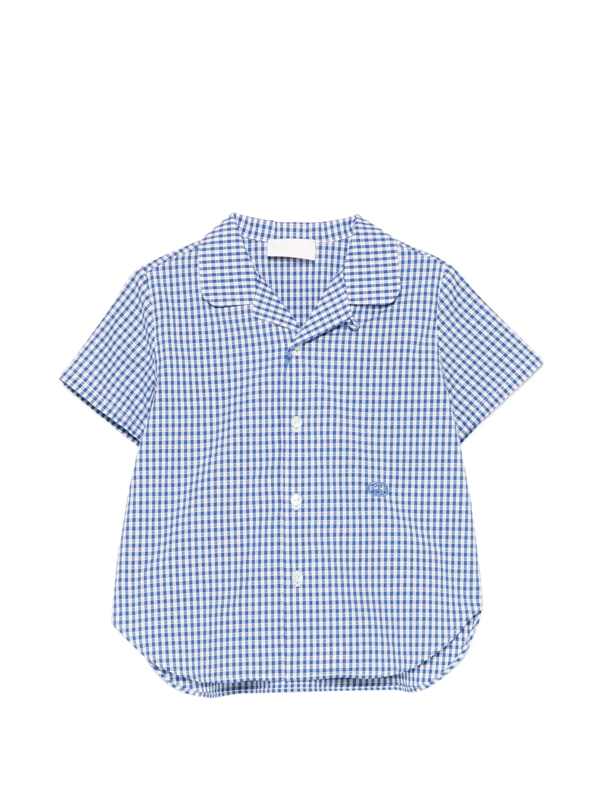 Gucci Kids Interlocking G Mini Embroidered Short Sleeve Shirt for Kids