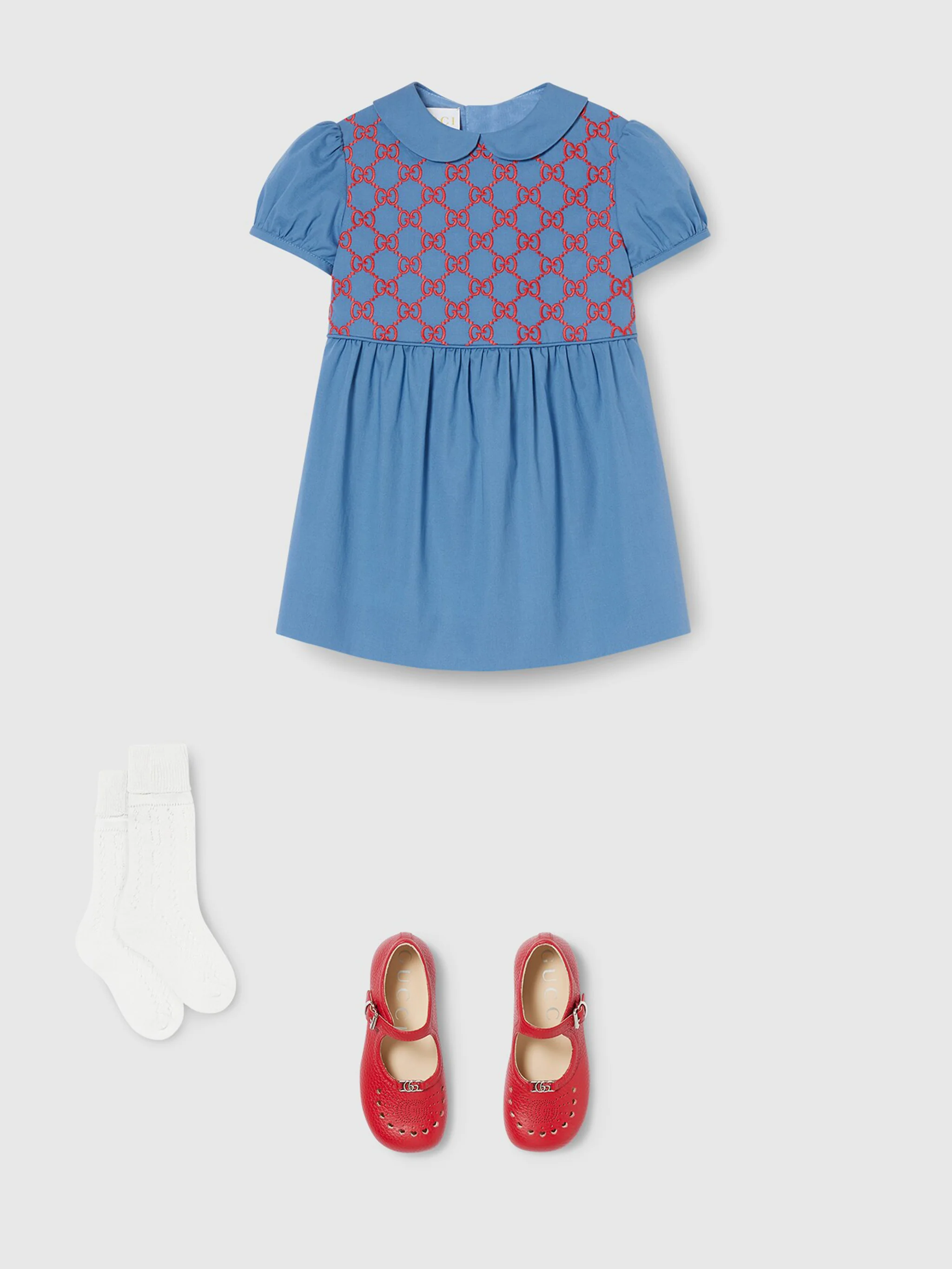 Gucci Kids Mini Embroidered Dress with Tiered Skirt - Image 3