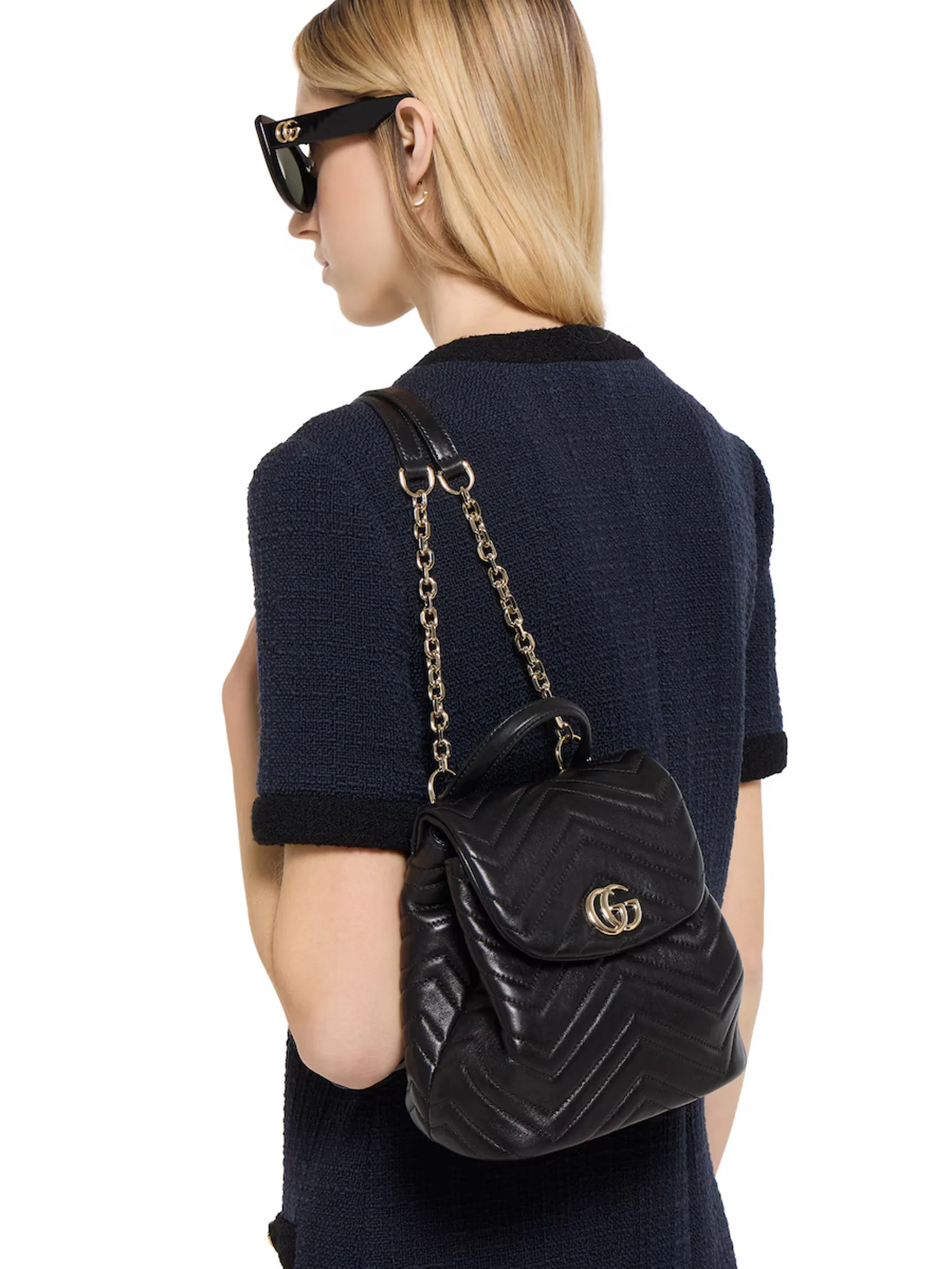 Gucci Quilted Nappa Leather Chevron Shoulder Bag with Double G Hardware - Image 2
