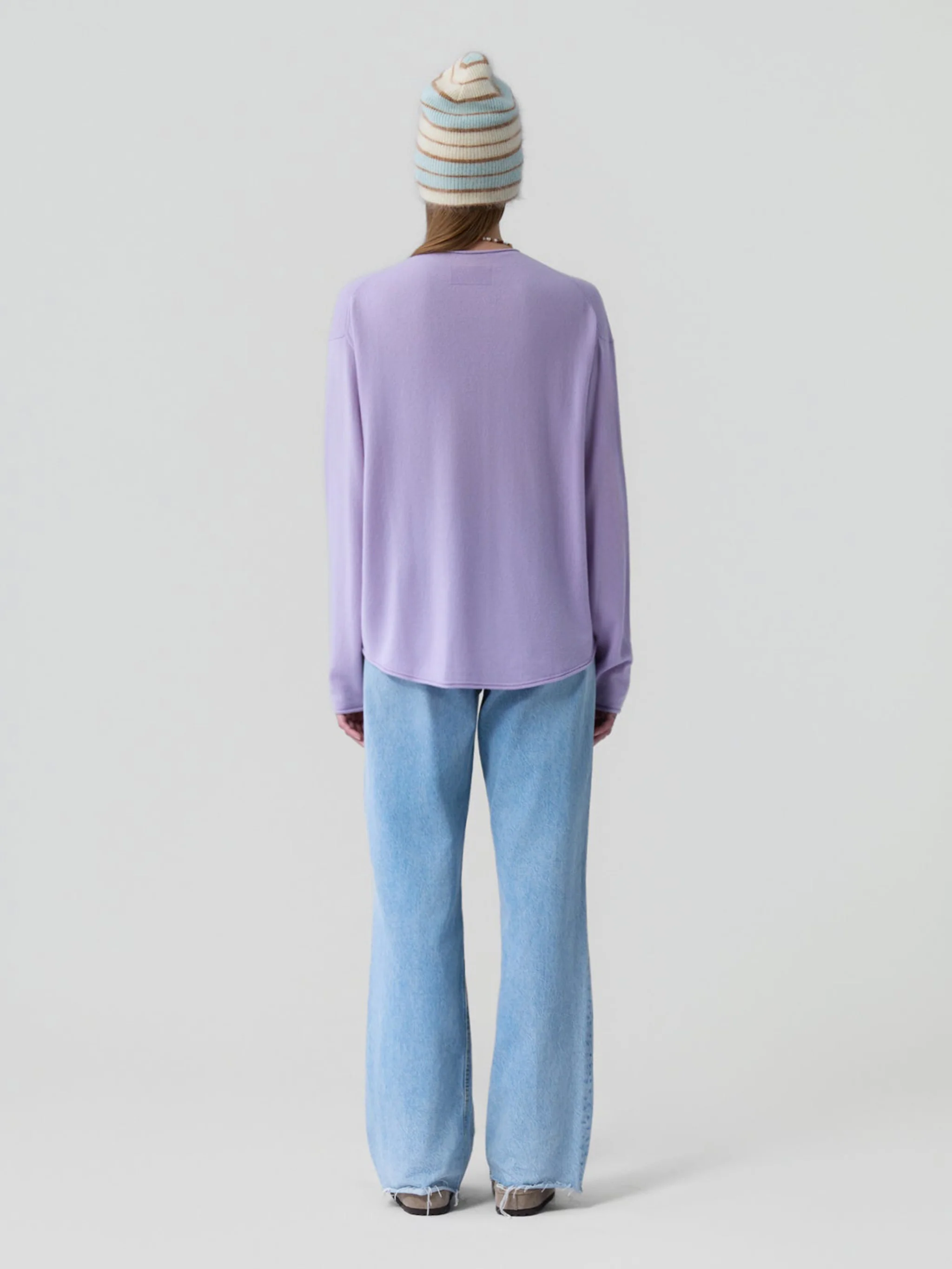Guest In Residence Cashmere Round-Neck Long-Sleeve Sweater with Rolled Trim - Image 5