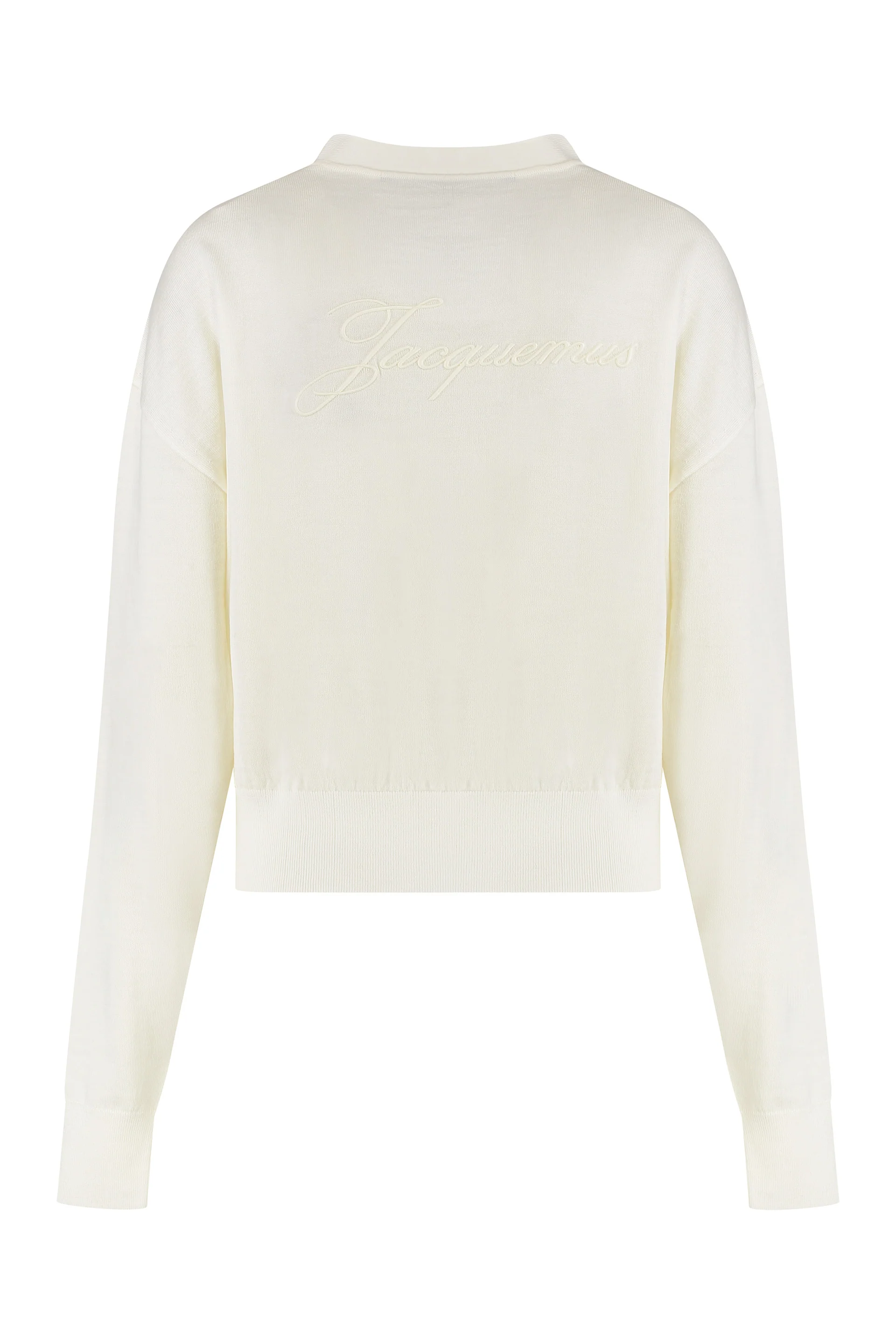 Jacquemus Merino Wool V-Neck Cardigan with Back Embroidered Logo - Image 2