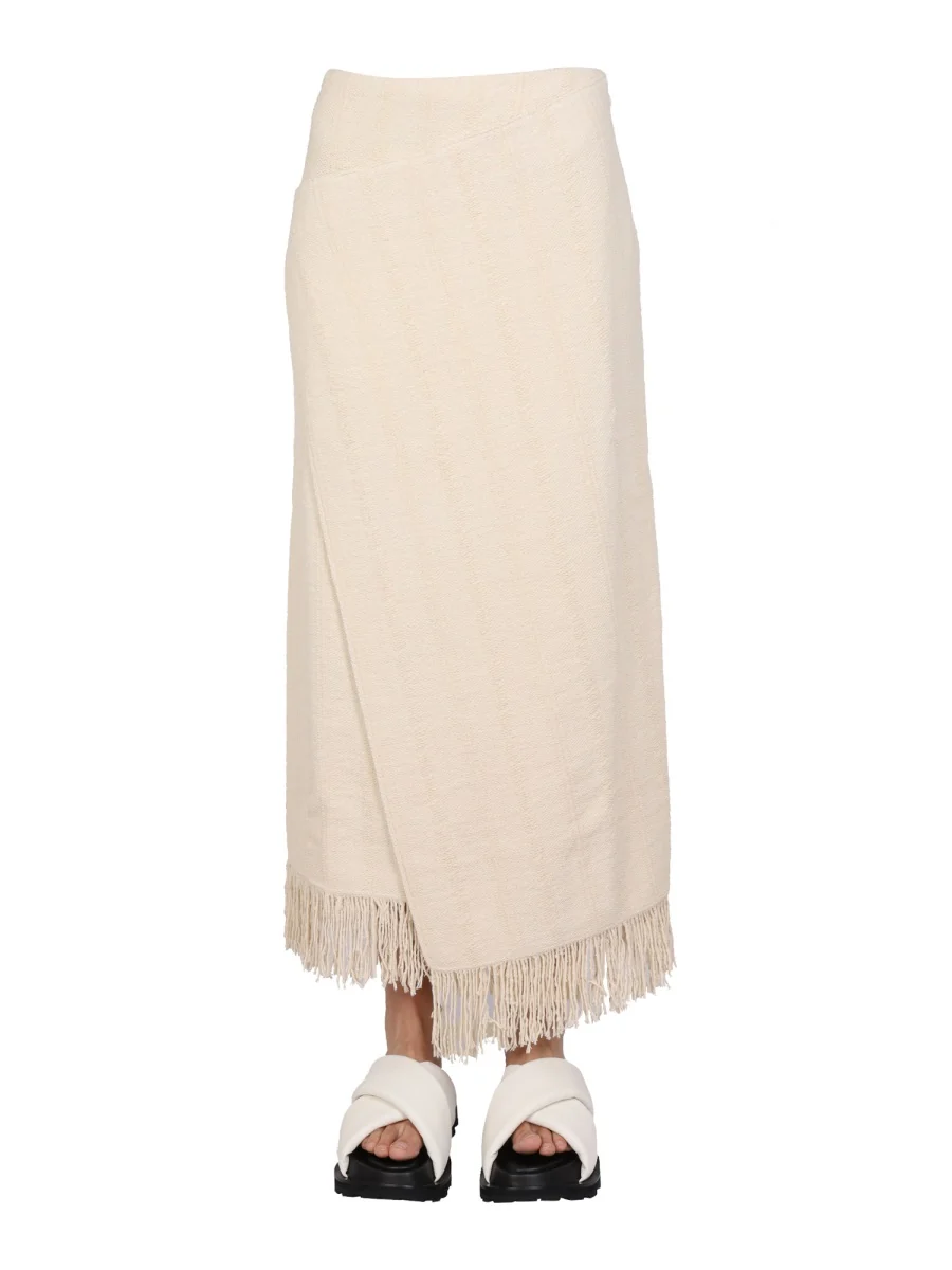 JIL SANDER Fringed Wrap-effect Midi Skirt