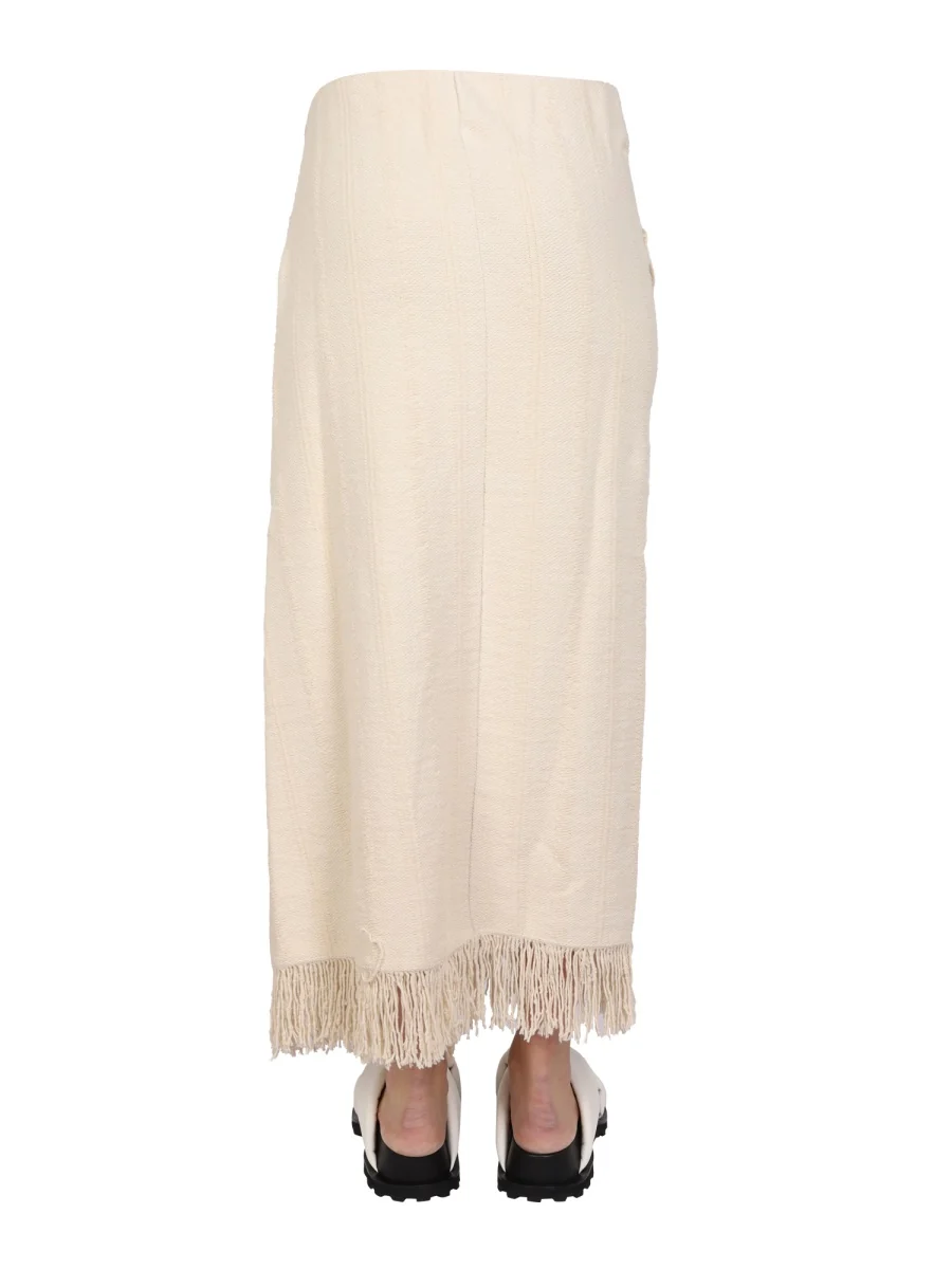 JIL SANDER Fringed Wrap-effect Midi Skirt - Image 4