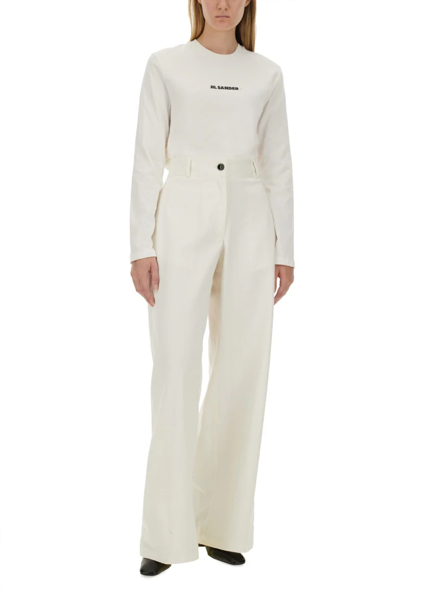 JIL SANDER Long Sleeve T-shirt with Contrasting Logo Print in Cotton Woman - Image 4
