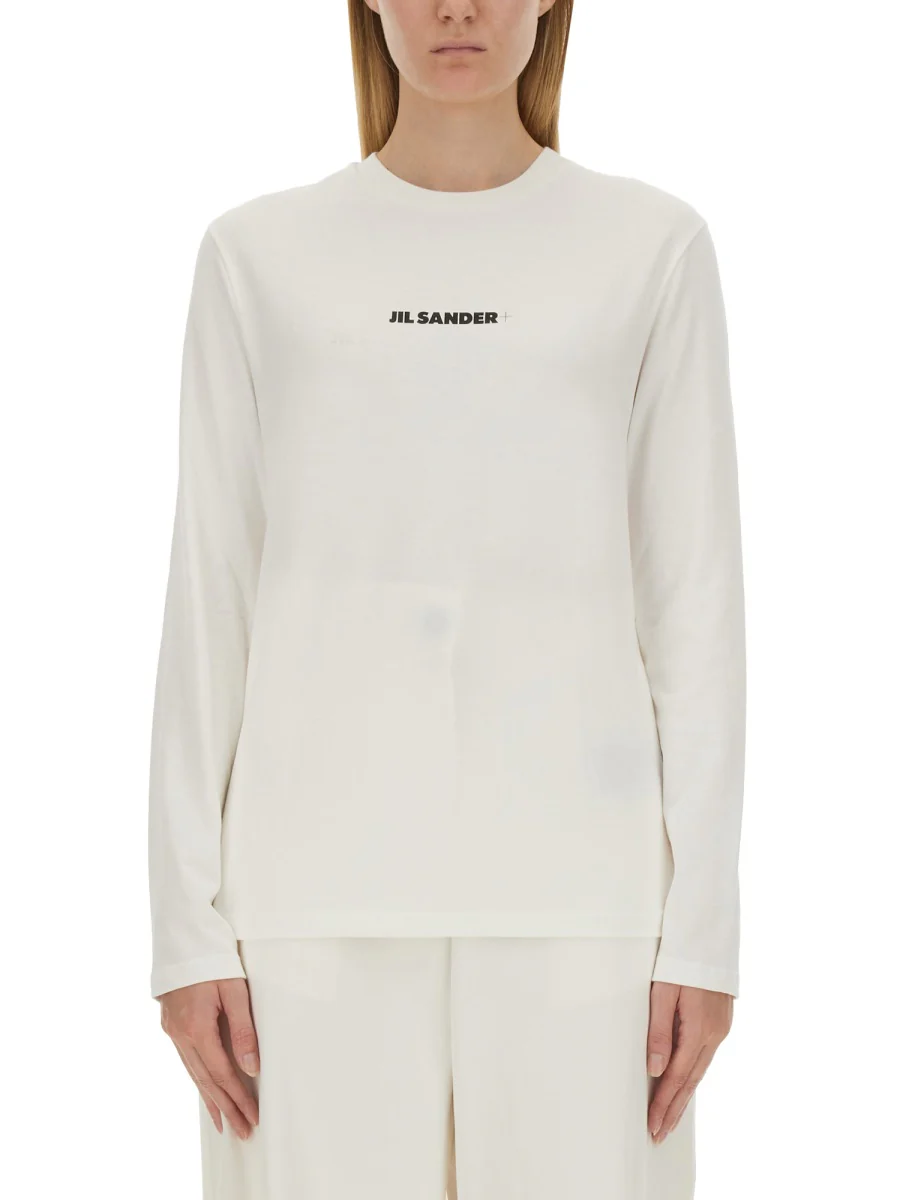 JIL SANDER Long Sleeve T-shirt with Contrasting Logo Print in Cotton Woman - Image 7