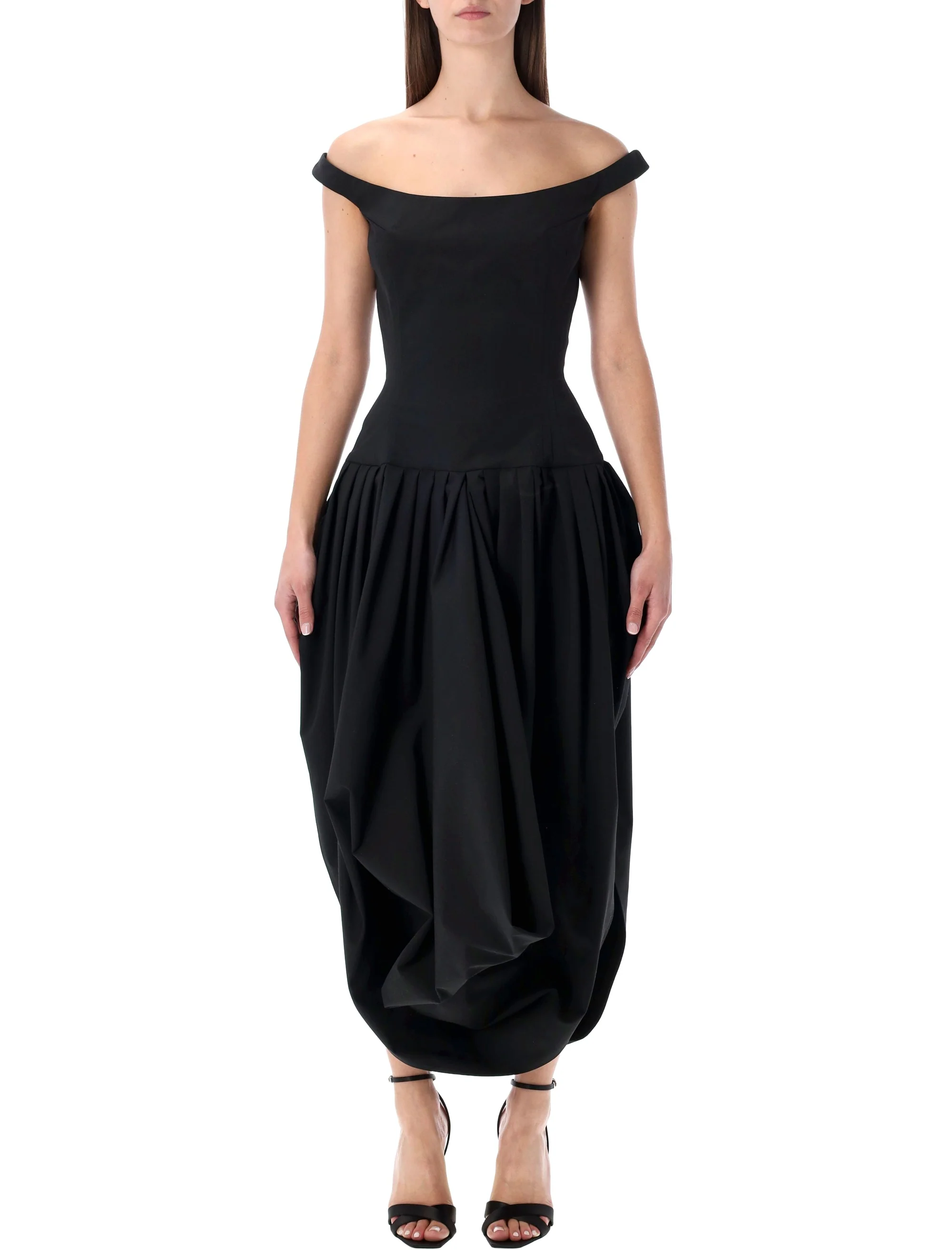 Magda Burtym Draped Off-shoulder Gown