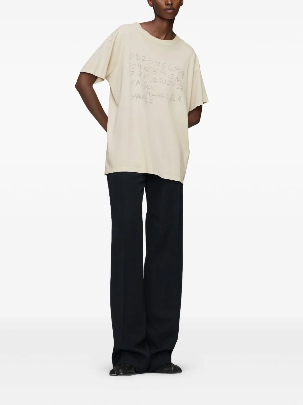 Maison Margiela Cotton Short-Sleeve T-Shirt with Printed Numbers and Text - Image 2