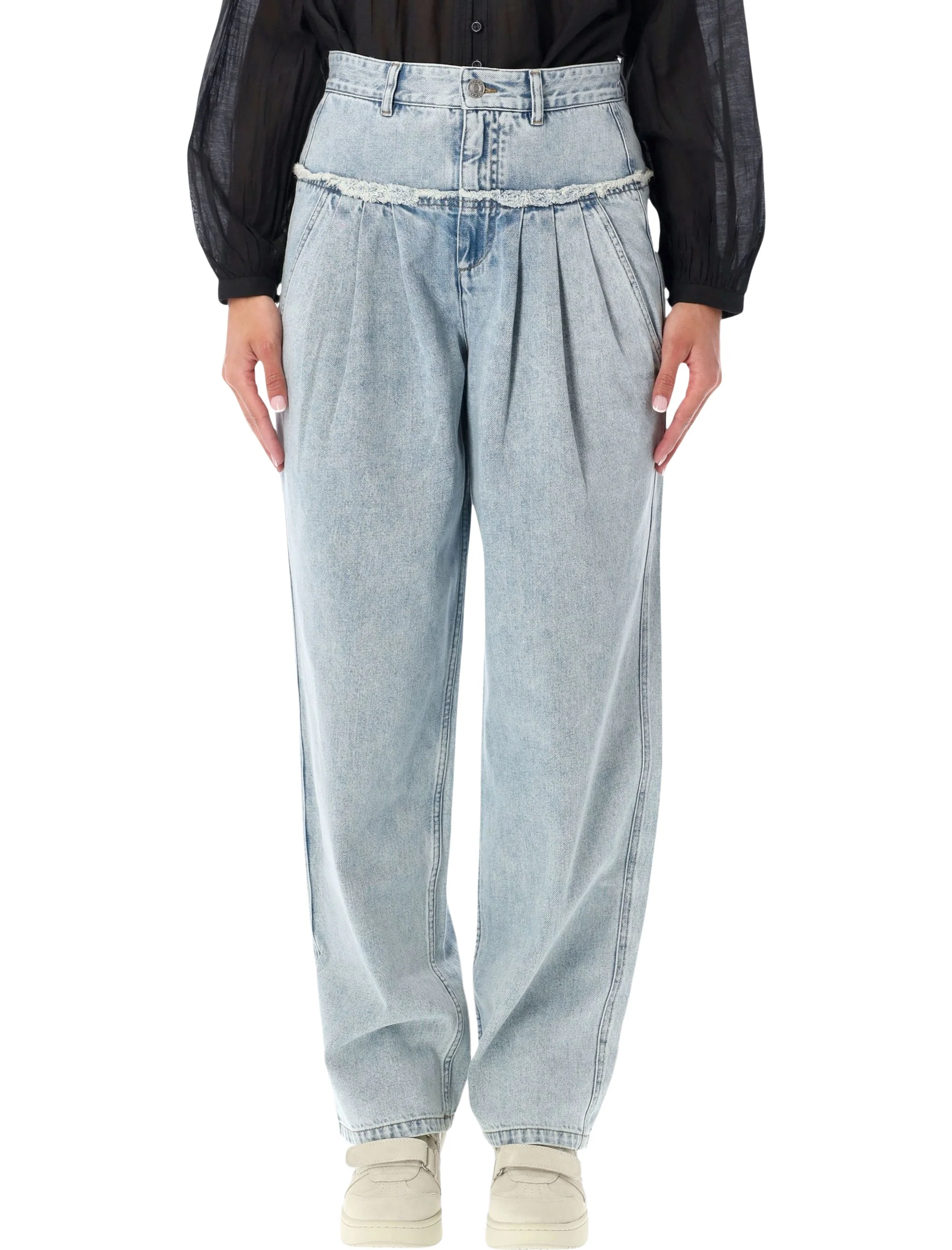 Marant Etoile Iniza Wide-Leg Pleated Denim Jeans