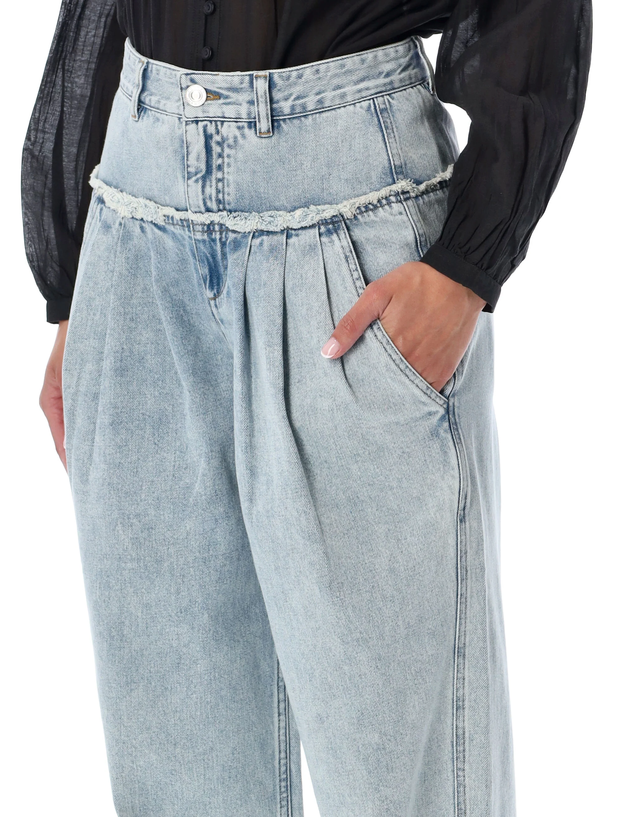 Marant Etoile Iniza Wide-Leg Pleated Denim Jeans - Image 3