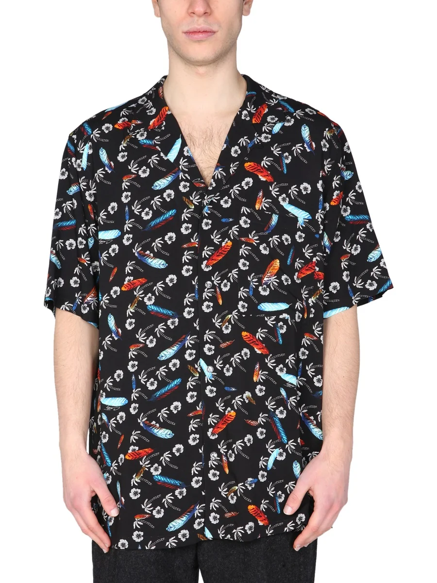 MARCELO BURLON COUNTY OF MILAN Floral-print Short-sleeve Shirt