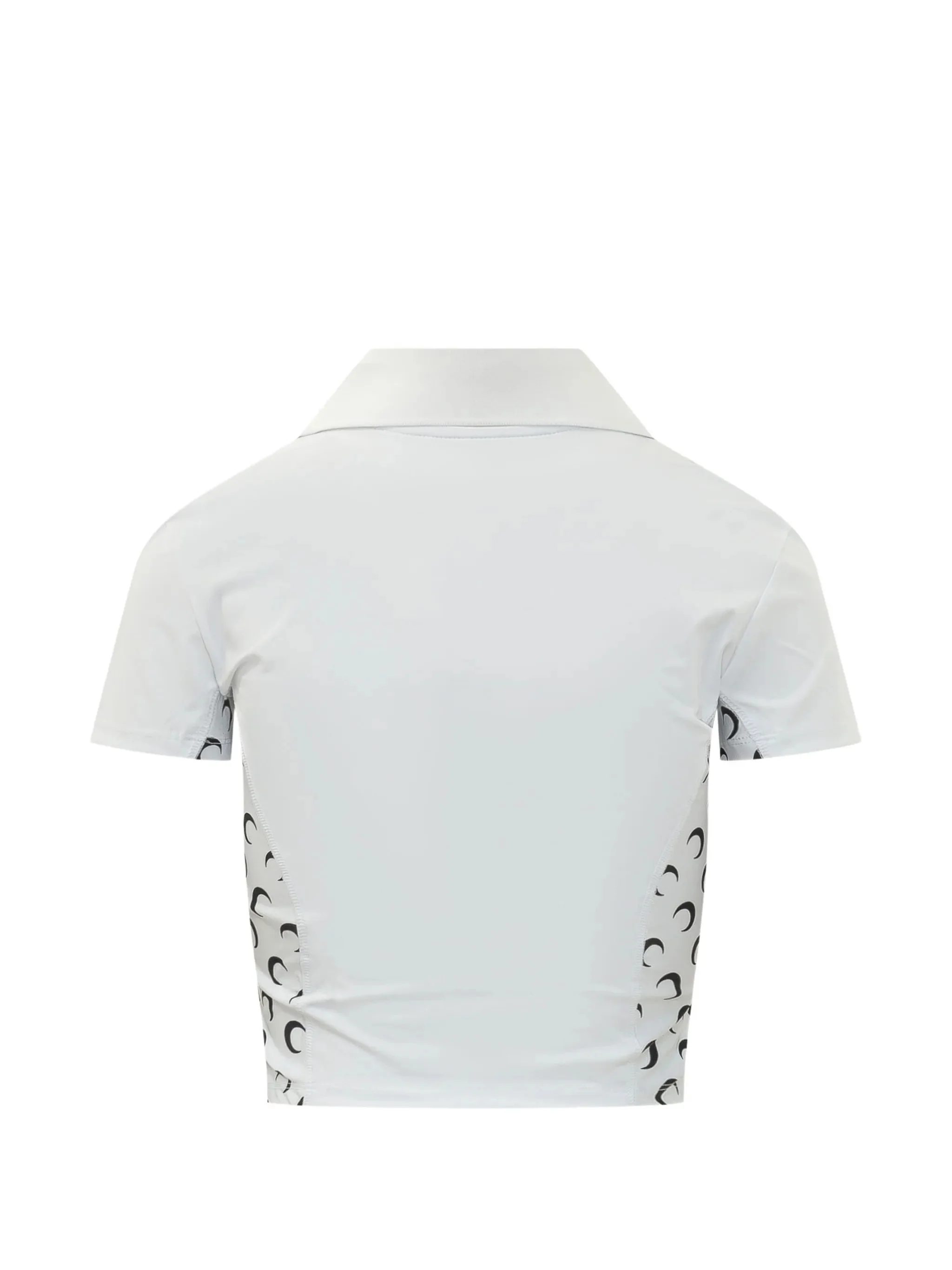 Marine Serre Ribbed Polo Shirt with Printed Logo and Moon-Shaped Inserts - Image 2