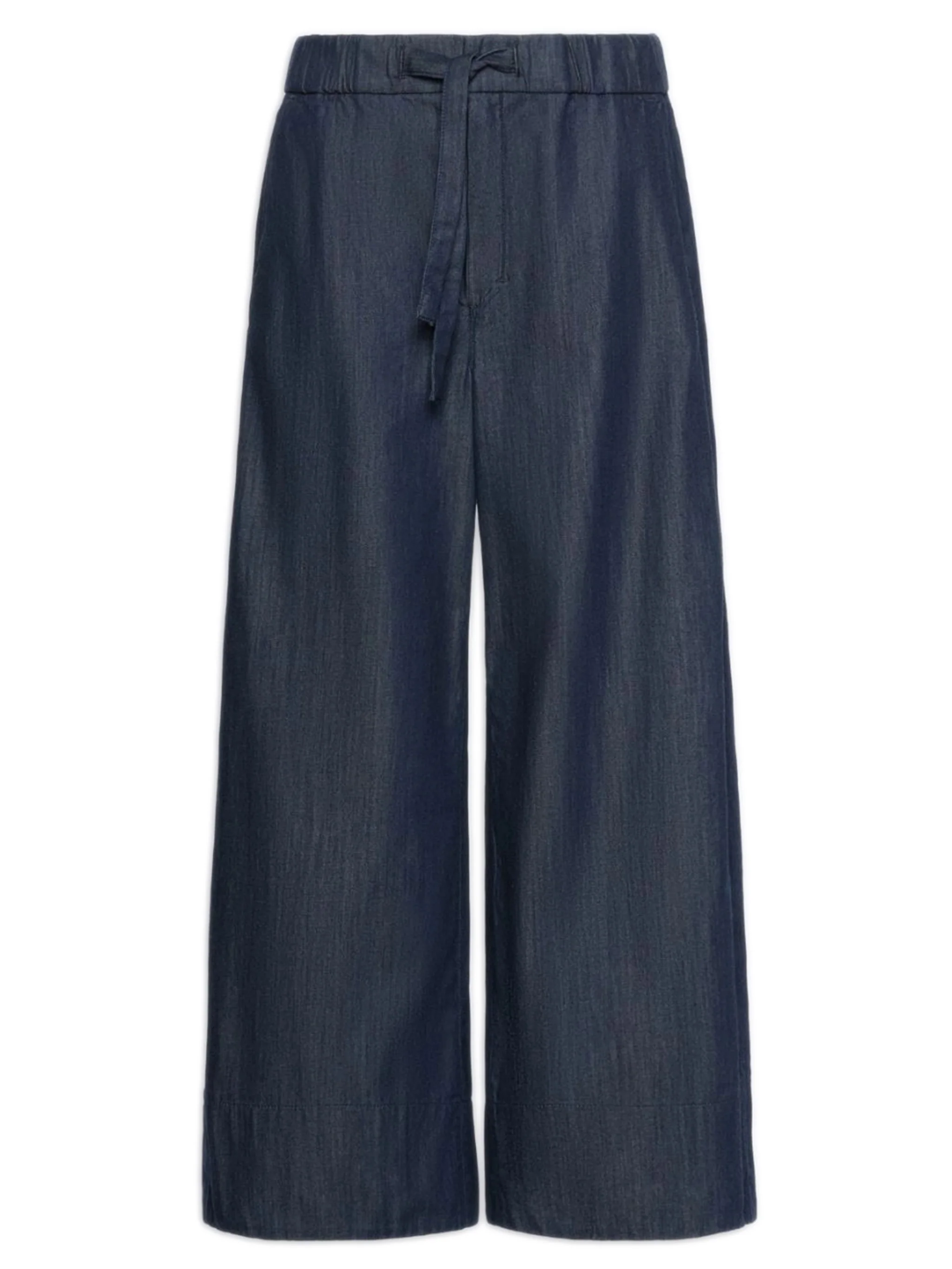 Max Mara Garment-Washed Pure Cotton Denim Trousers with Wide Legs and Patch Pocket Detail
