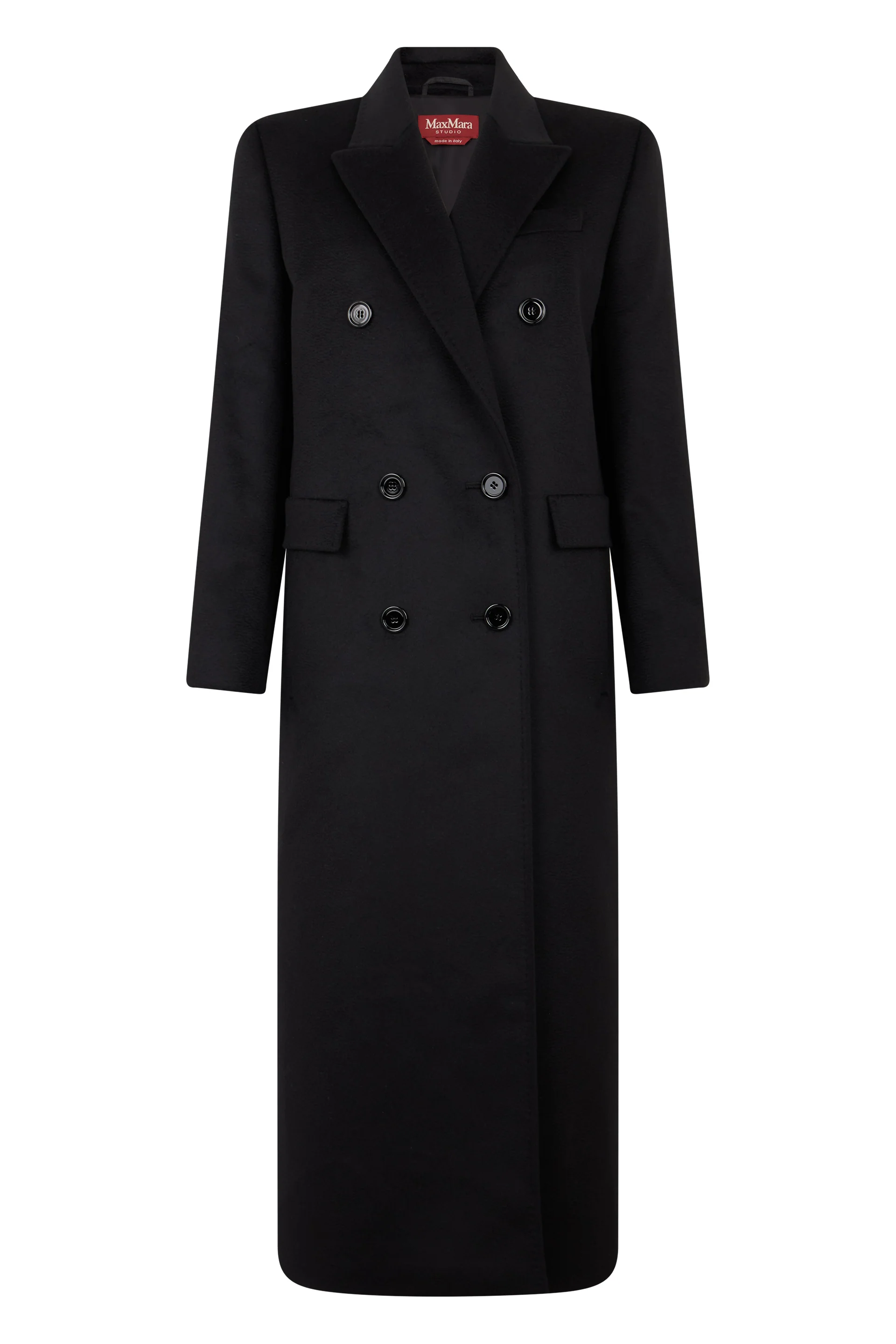 Max Mara Studio Double-Breasted Virgin Wool Long Jacket