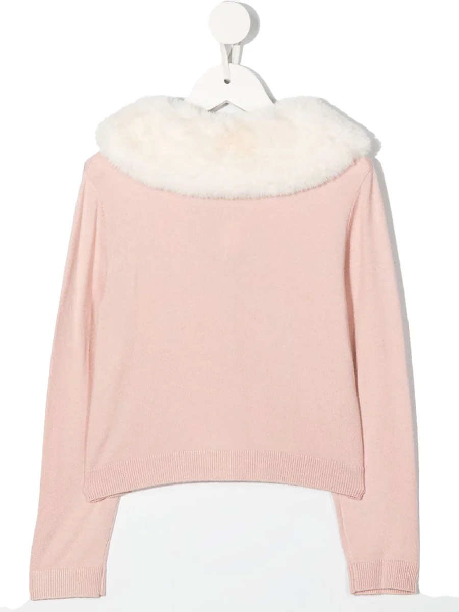 Miss Blumarine Kids' Faux Fur Collar Cardigan - Image 2